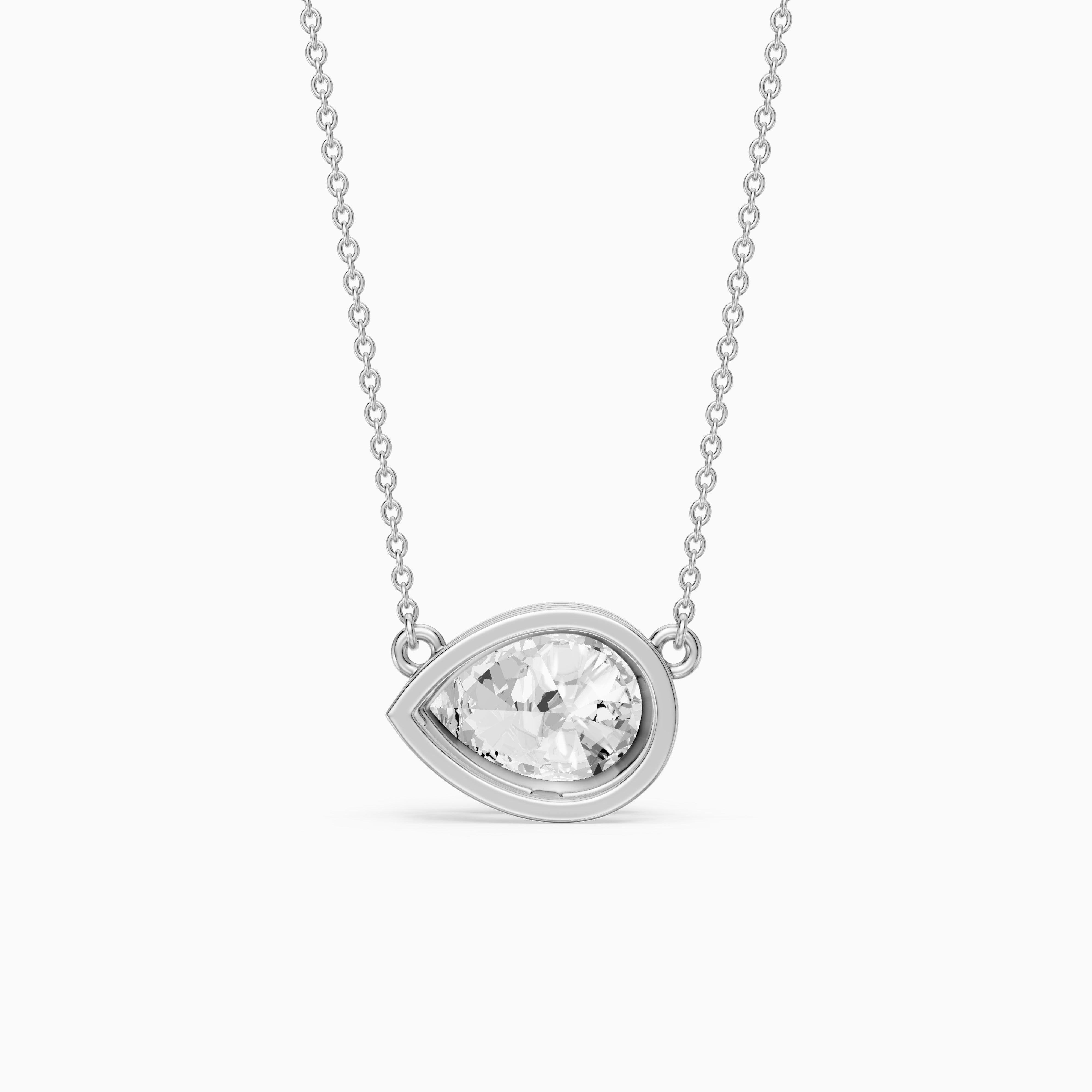 Sydney East West Pear Shape Lab Grown Diamond Bezel Pendant