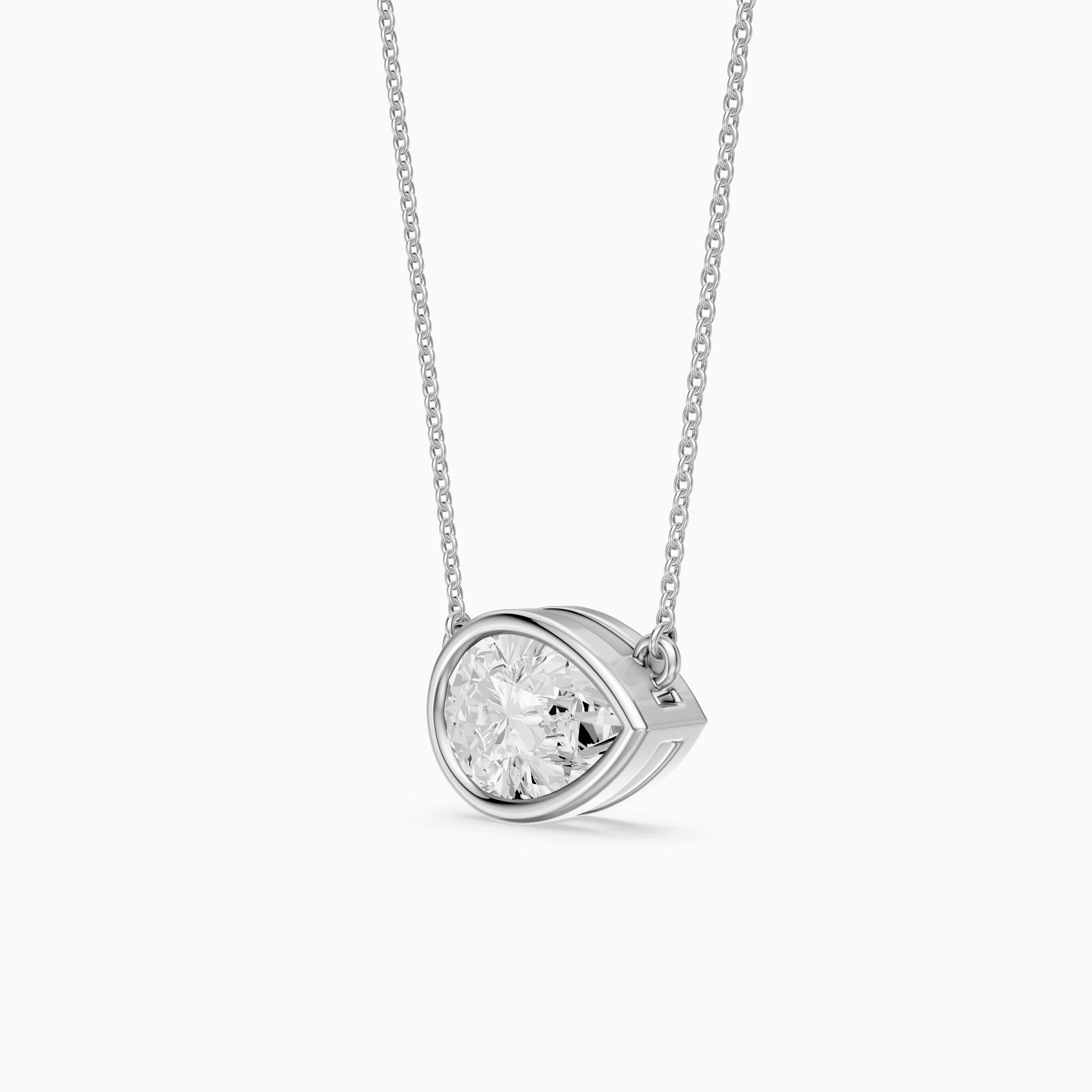 Sydney East West Pear Shape Lab Grown Diamond Bezel Pendant