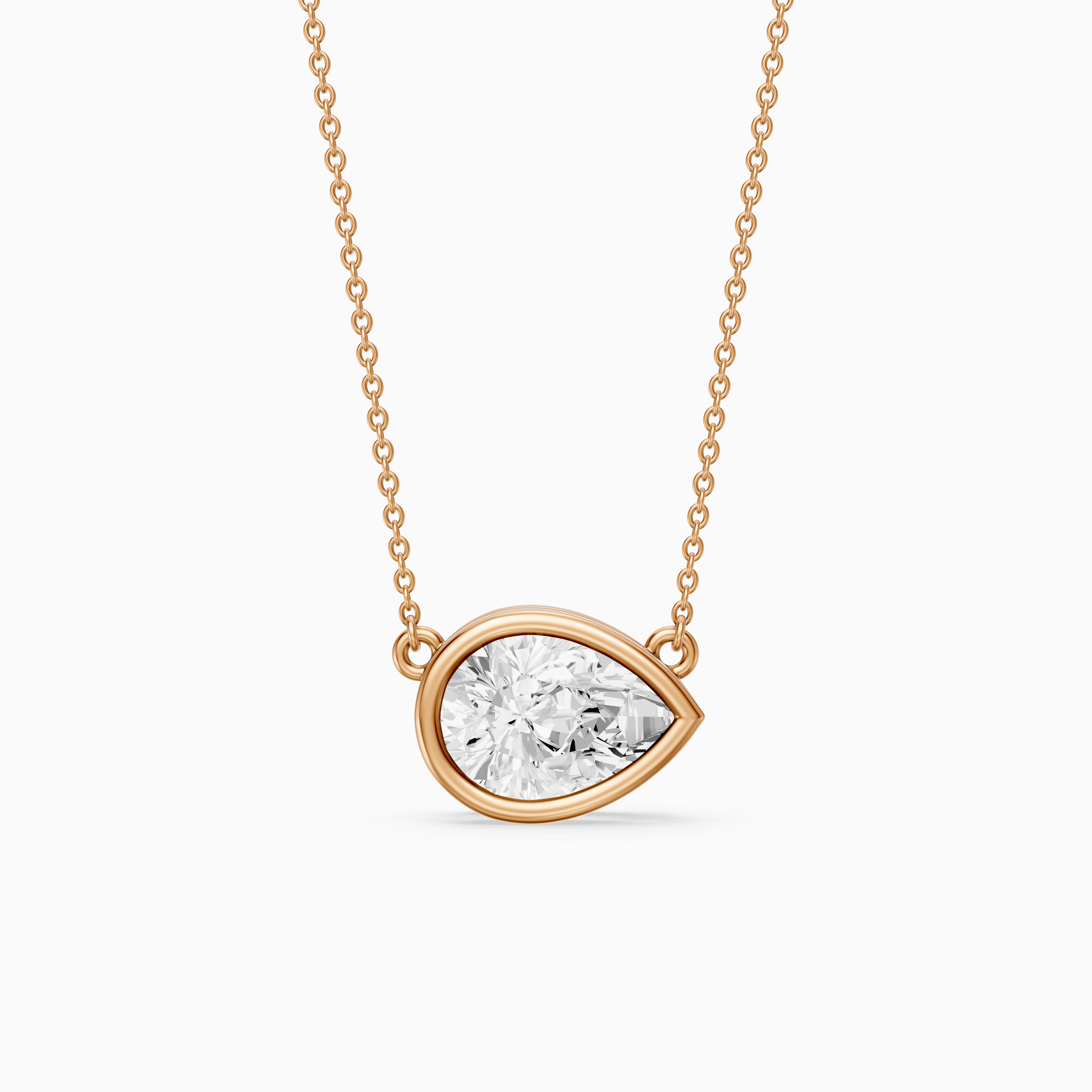 Sydney East West Pear Shape Lab Grown Diamond Bezel Pendant