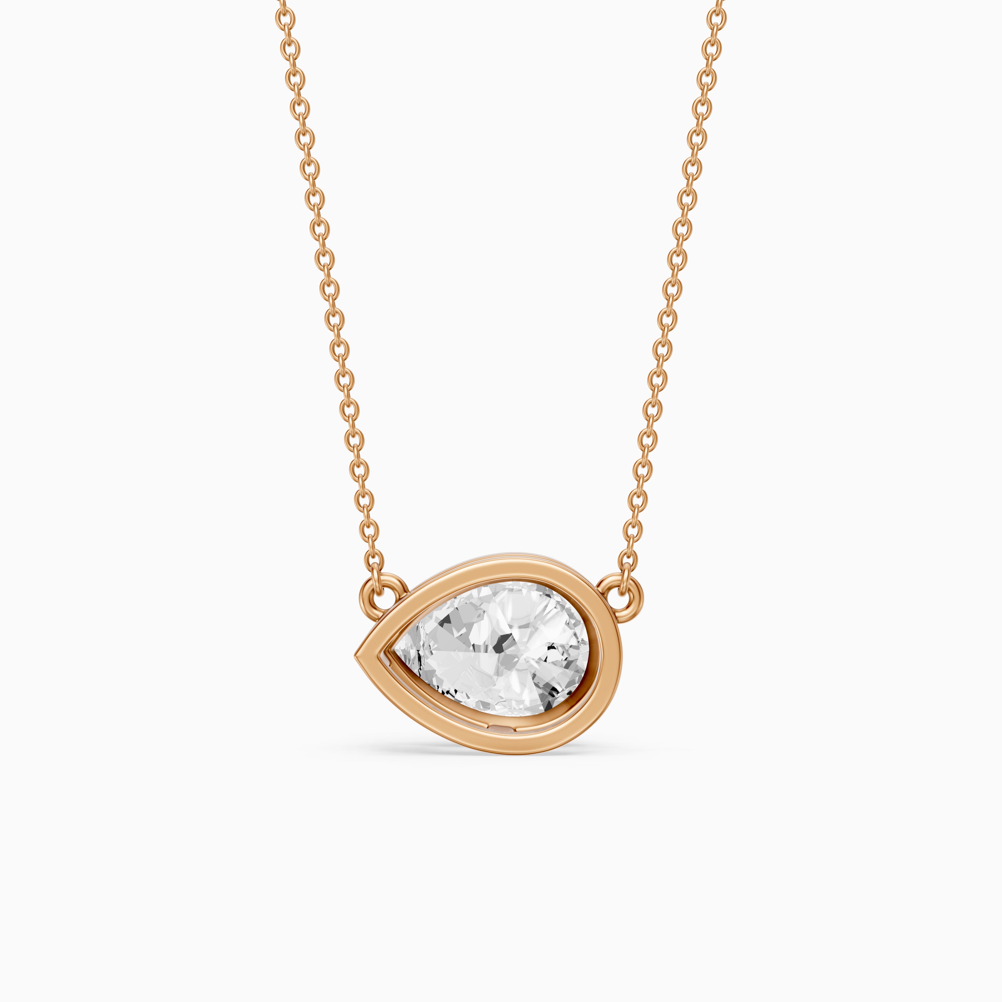 Sydney East West Pear Shape Lab Grown Diamond Bezel Pendant