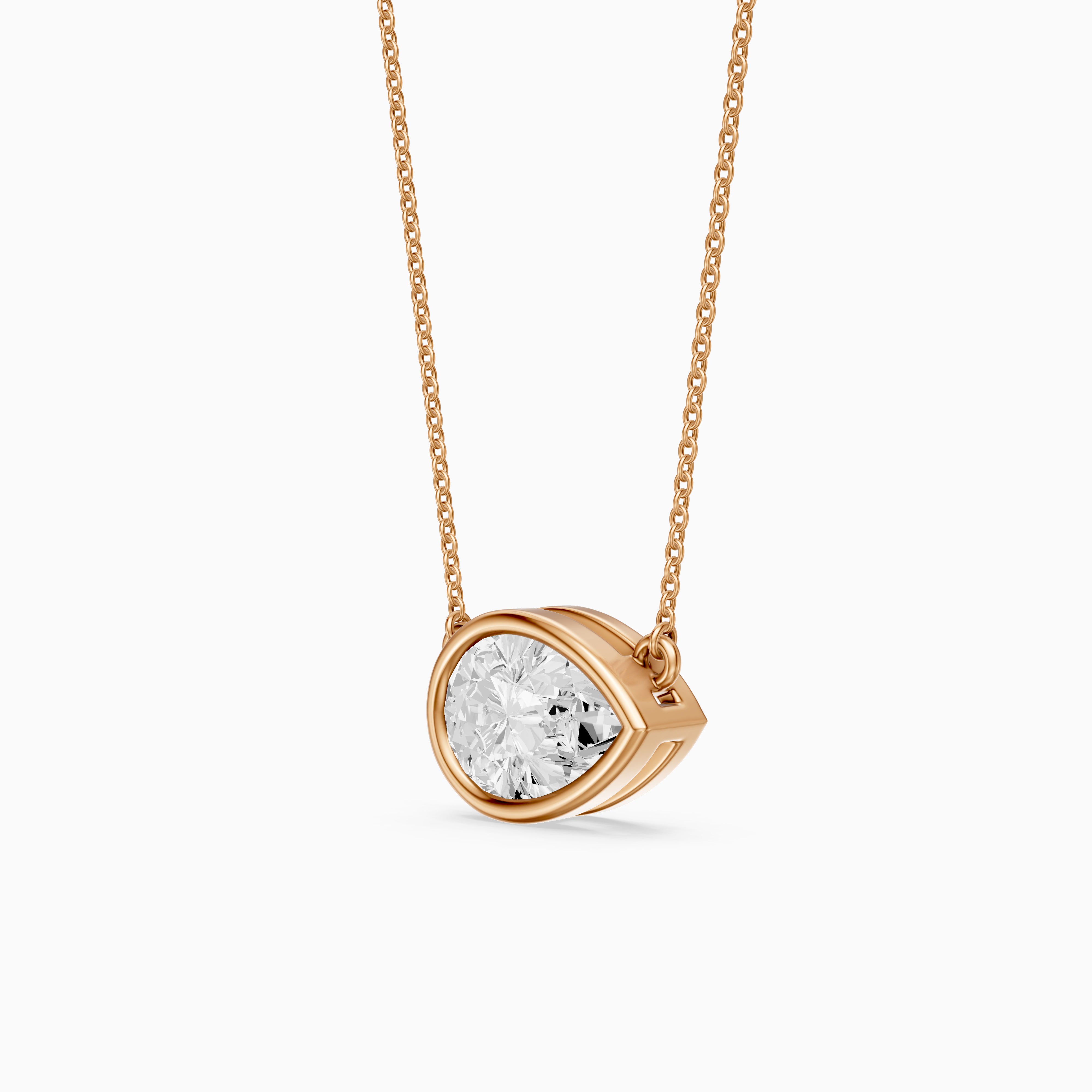 Sydney East West Pear Shape Lab Grown Diamond Bezel Pendant