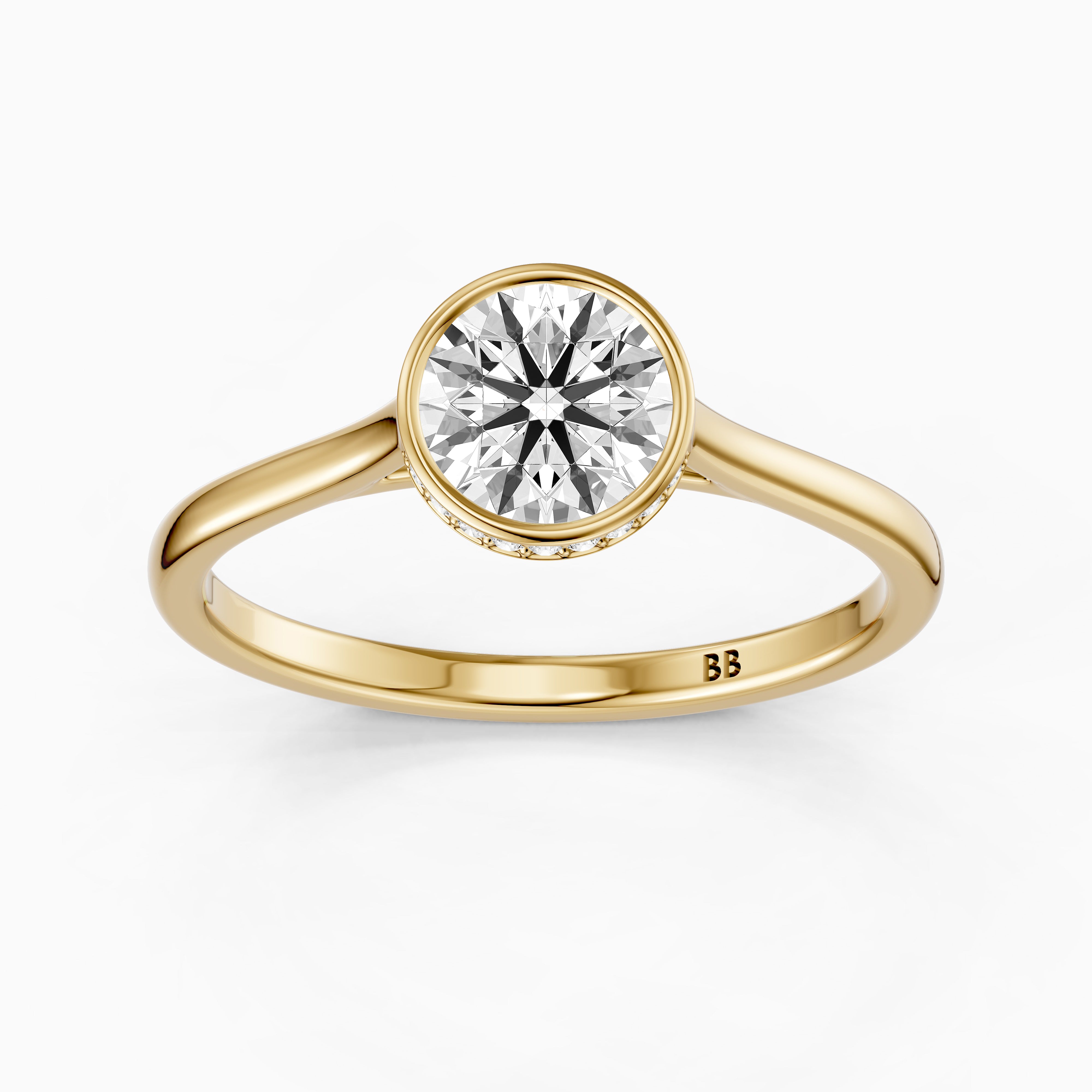 Kamryn Round Cut Bezel Set Hidden Halo Lab Grown Diamond Ring