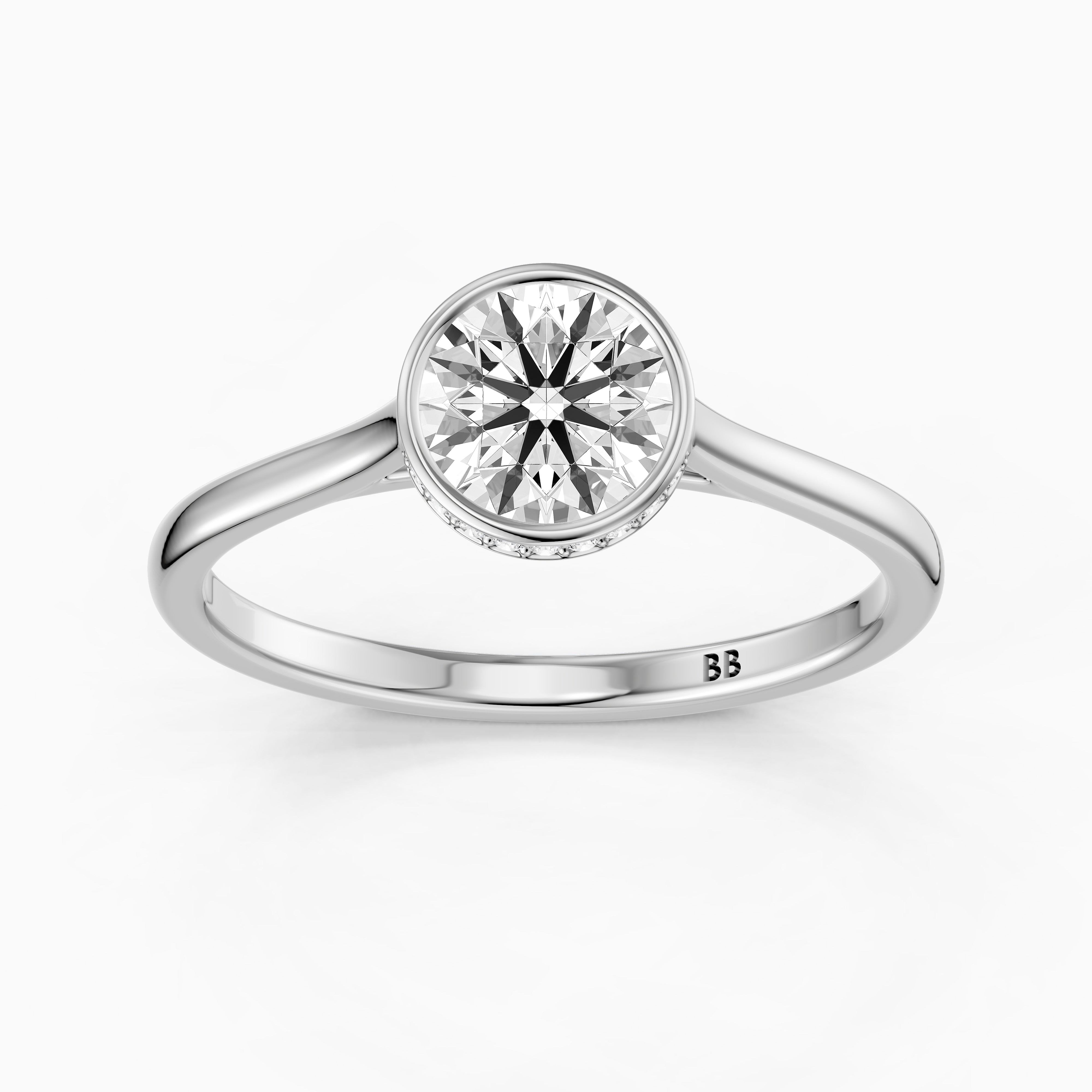 Kamryn Round Cut Bezel Set Hidden Halo Lab Grown Diamond Ring