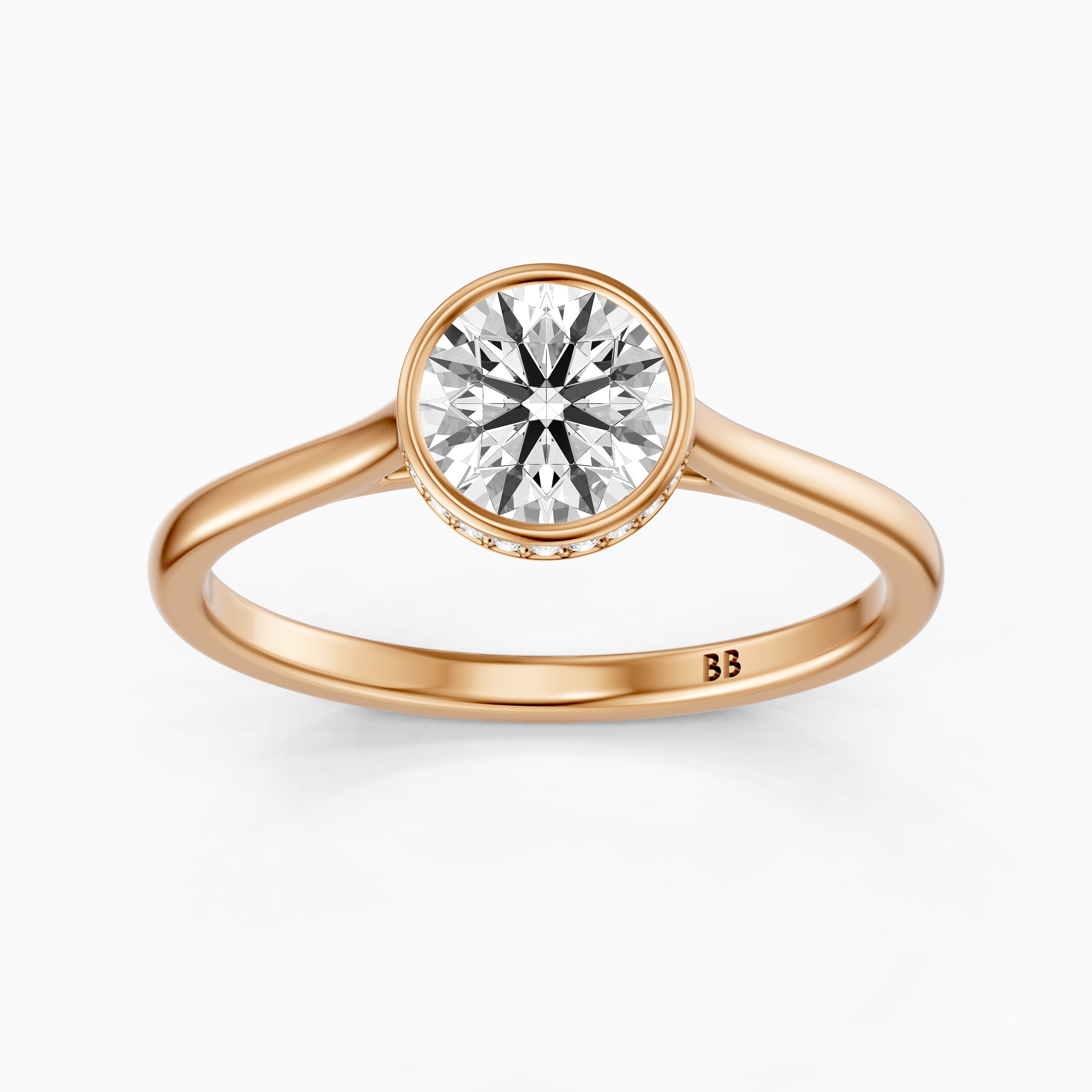 Kamryn Round Cut Bezel Set Hidden Halo Lab Grown Diamond Ring
