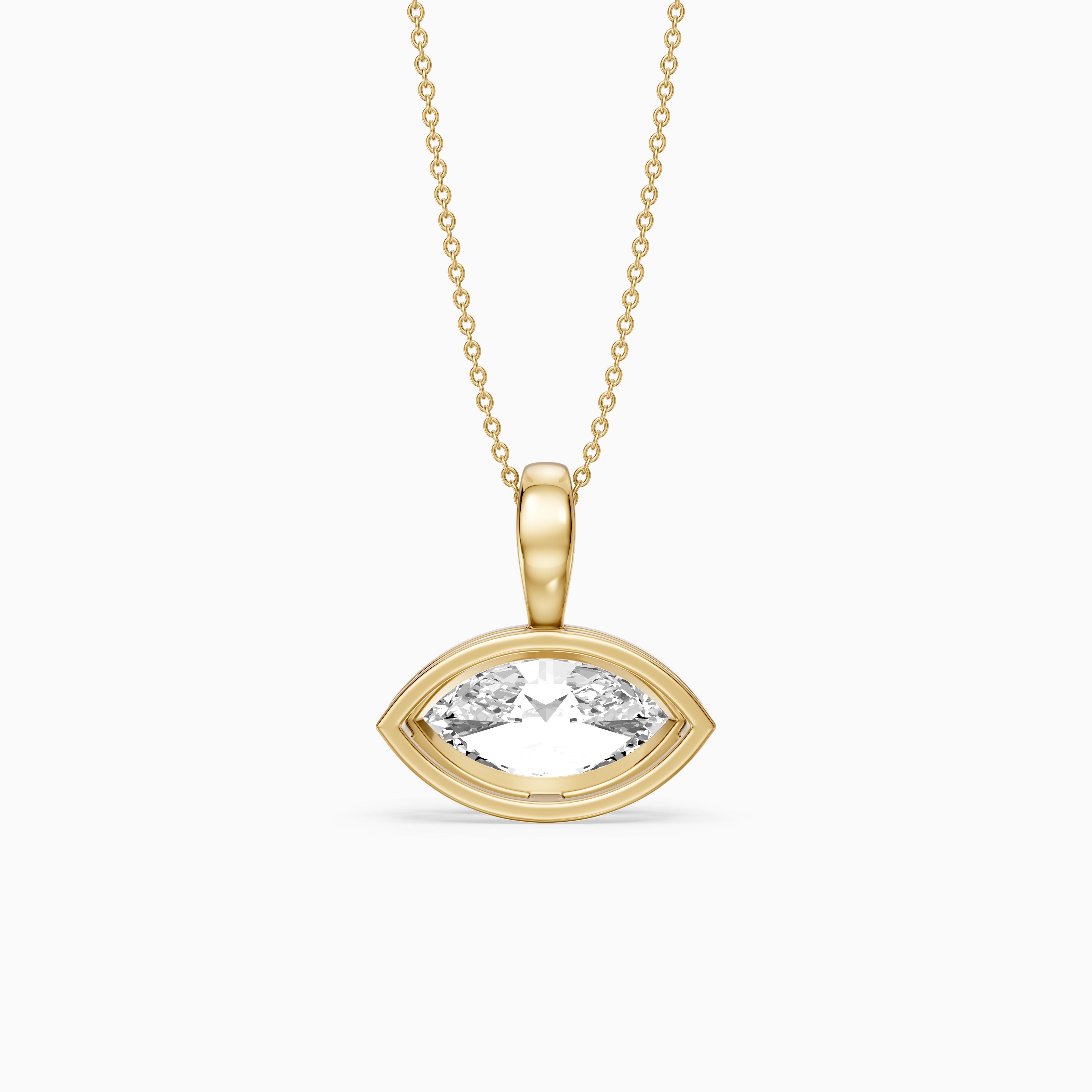 Malia East West Marquise Lab Grown Diamond Bezel Pendant