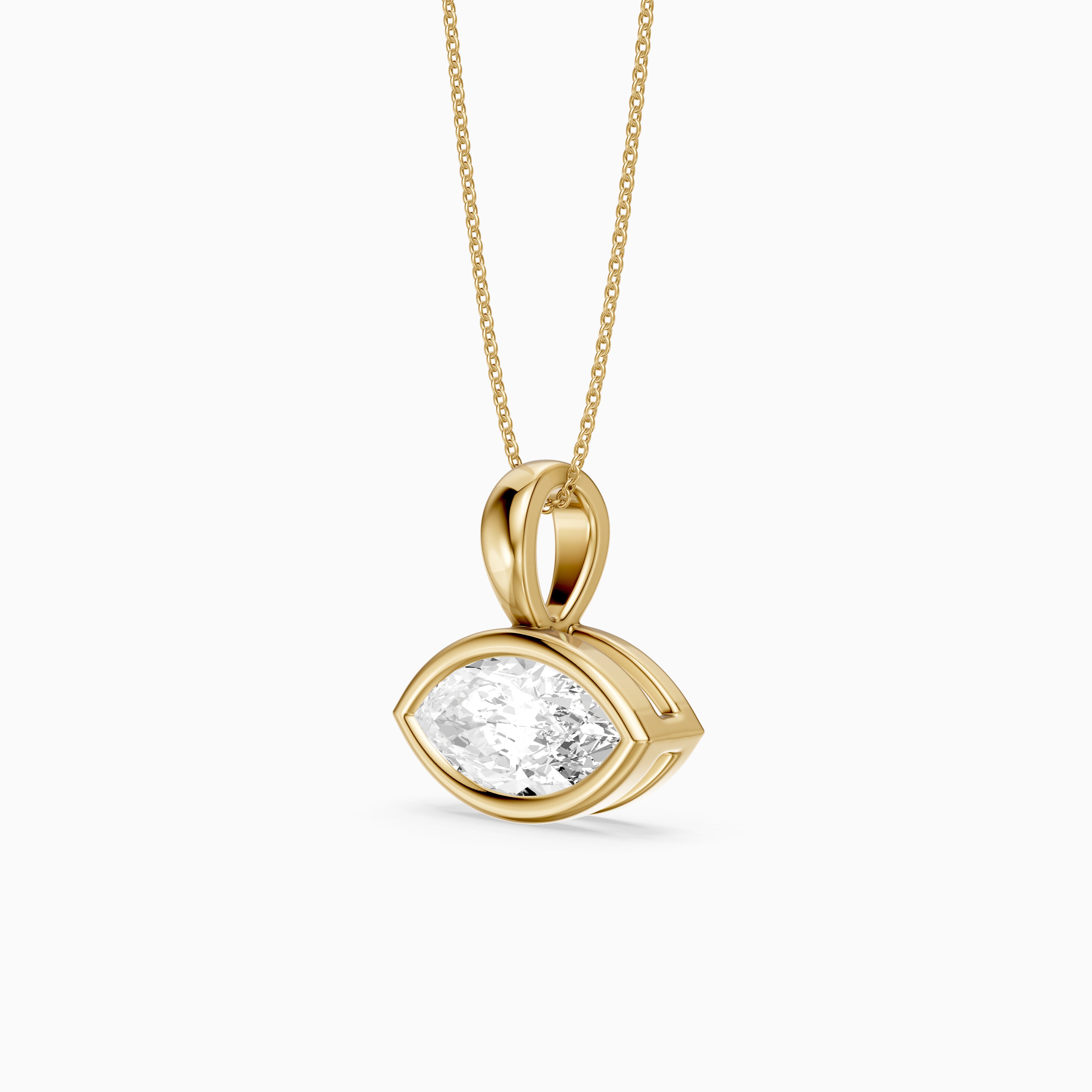 Malia East West Marquise Lab Grown Diamond Bezel Pendant