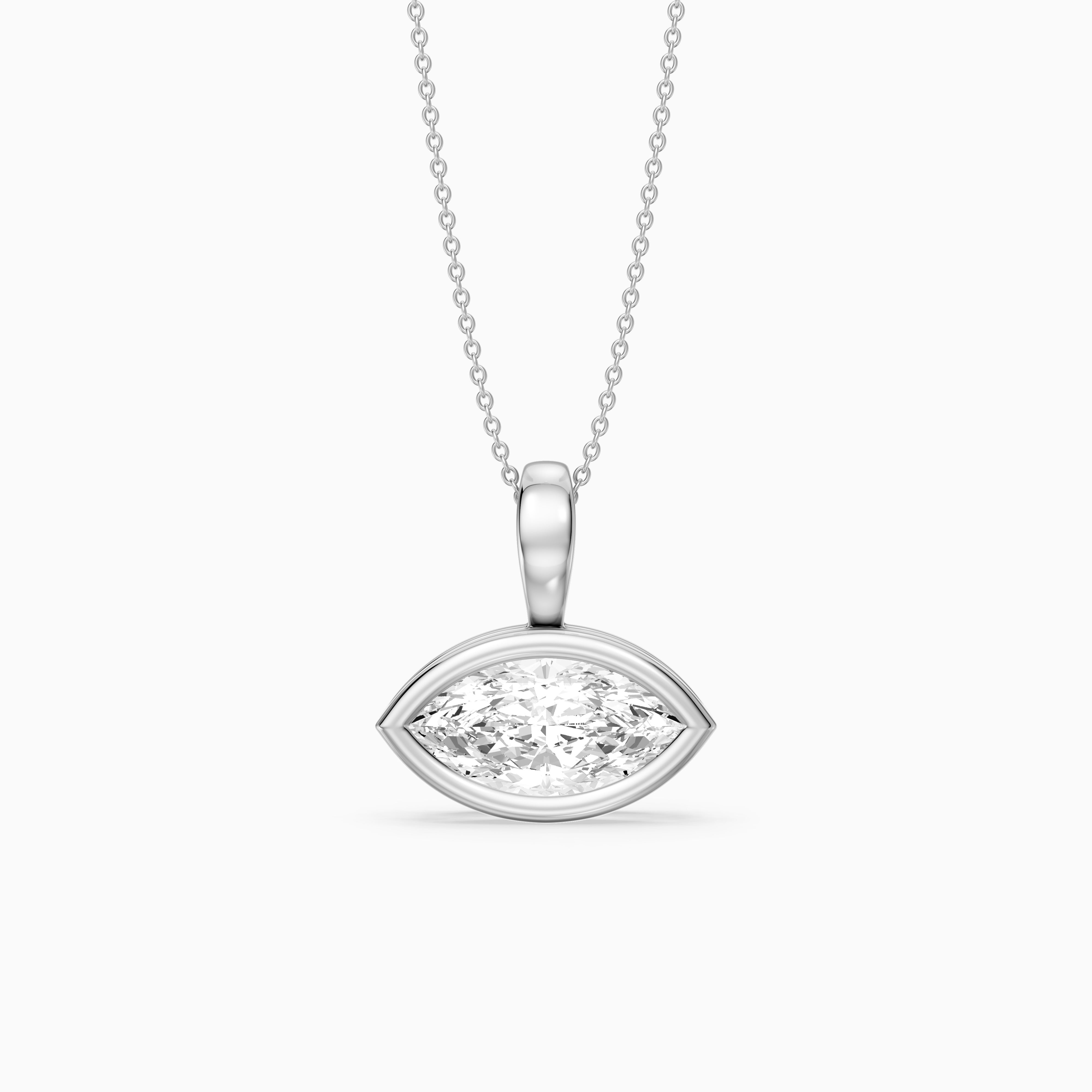 Malia East West Marquise Lab Grown Diamond Bezel Pendant