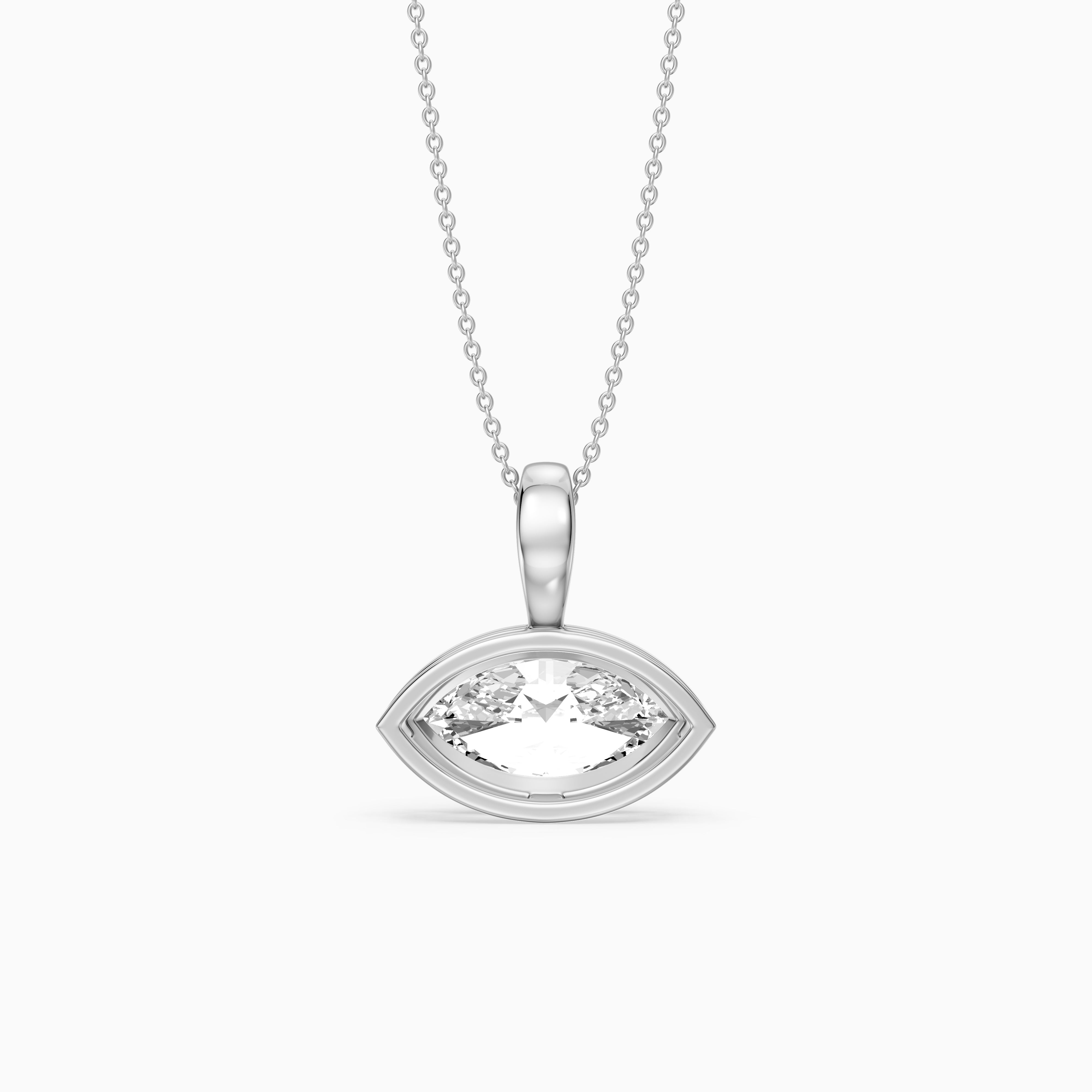Malia East West Marquise Lab Grown Diamond Bezel Pendant