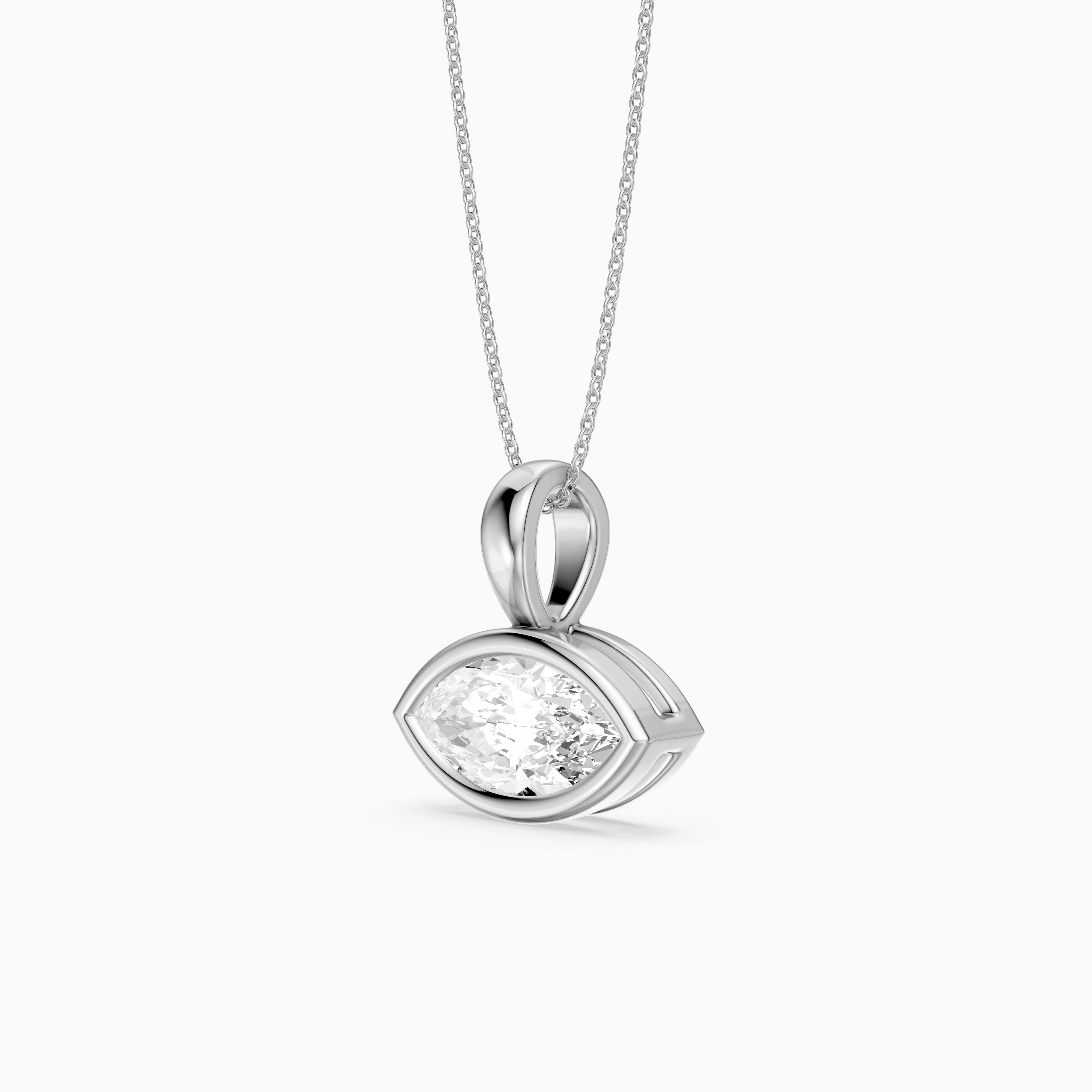 Malia East West Marquise Lab Grown Diamond Bezel Pendant
