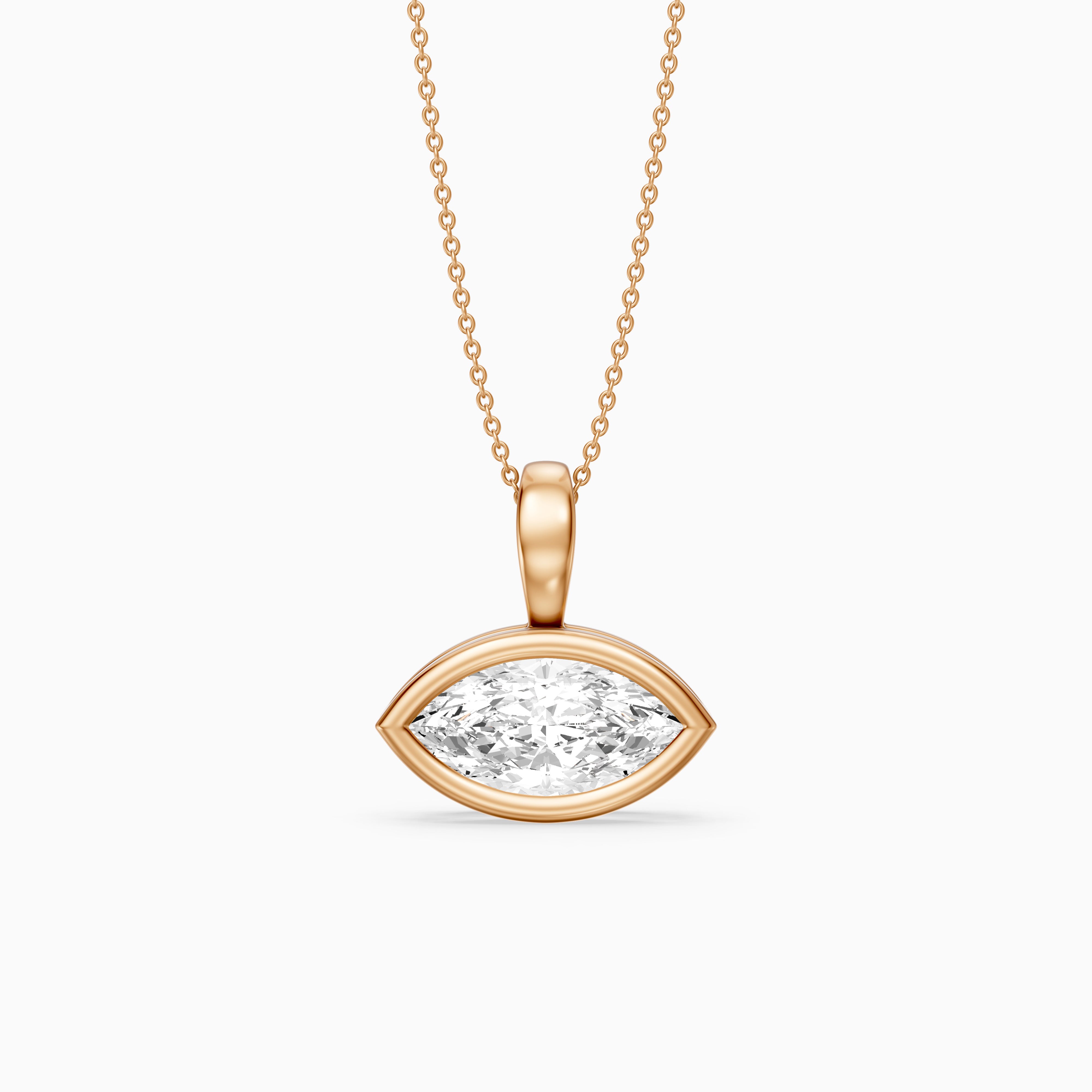 Malia East West Marquise Lab Grown Diamond Bezel Pendant