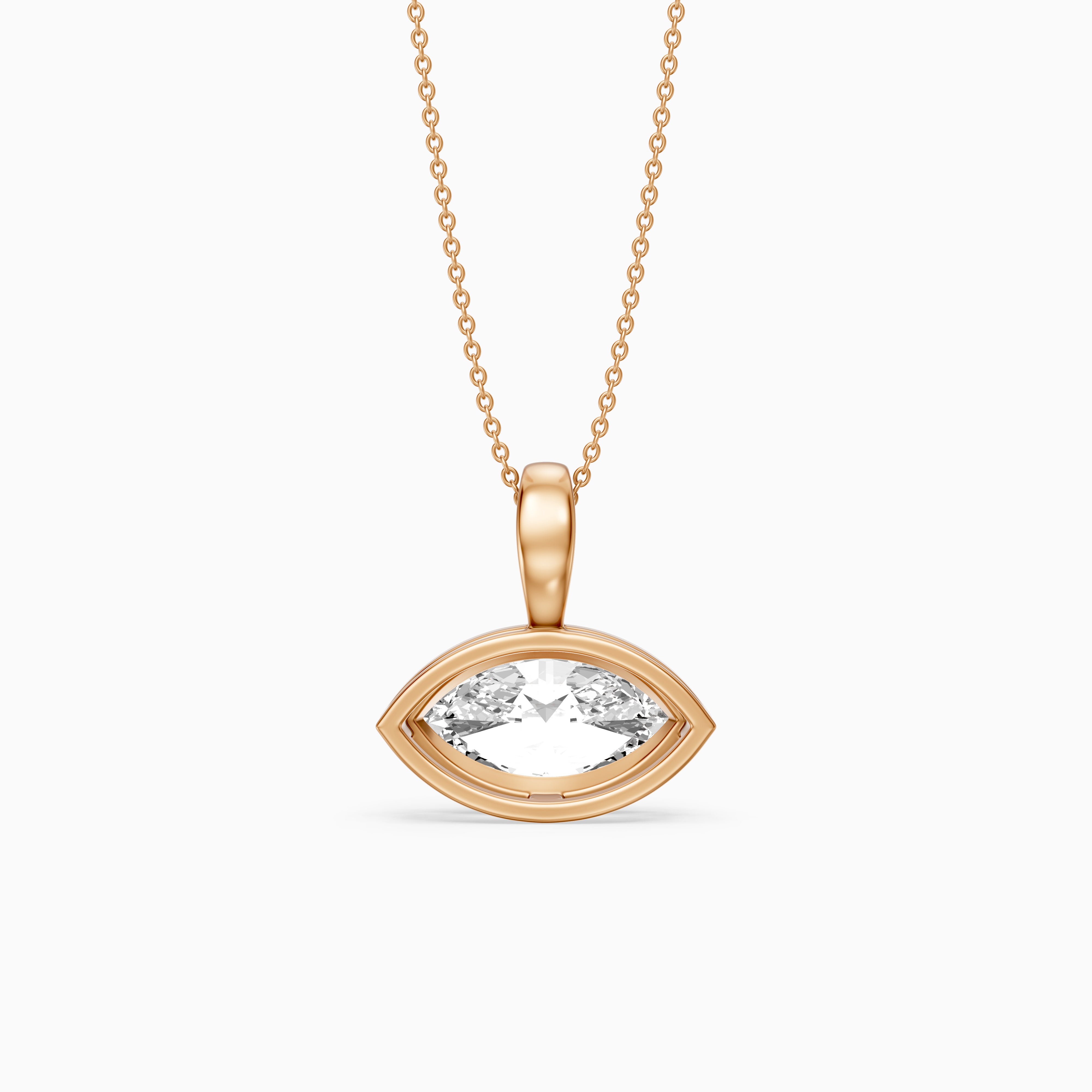 Malia East West Marquise Lab Grown Diamond Bezel Pendant