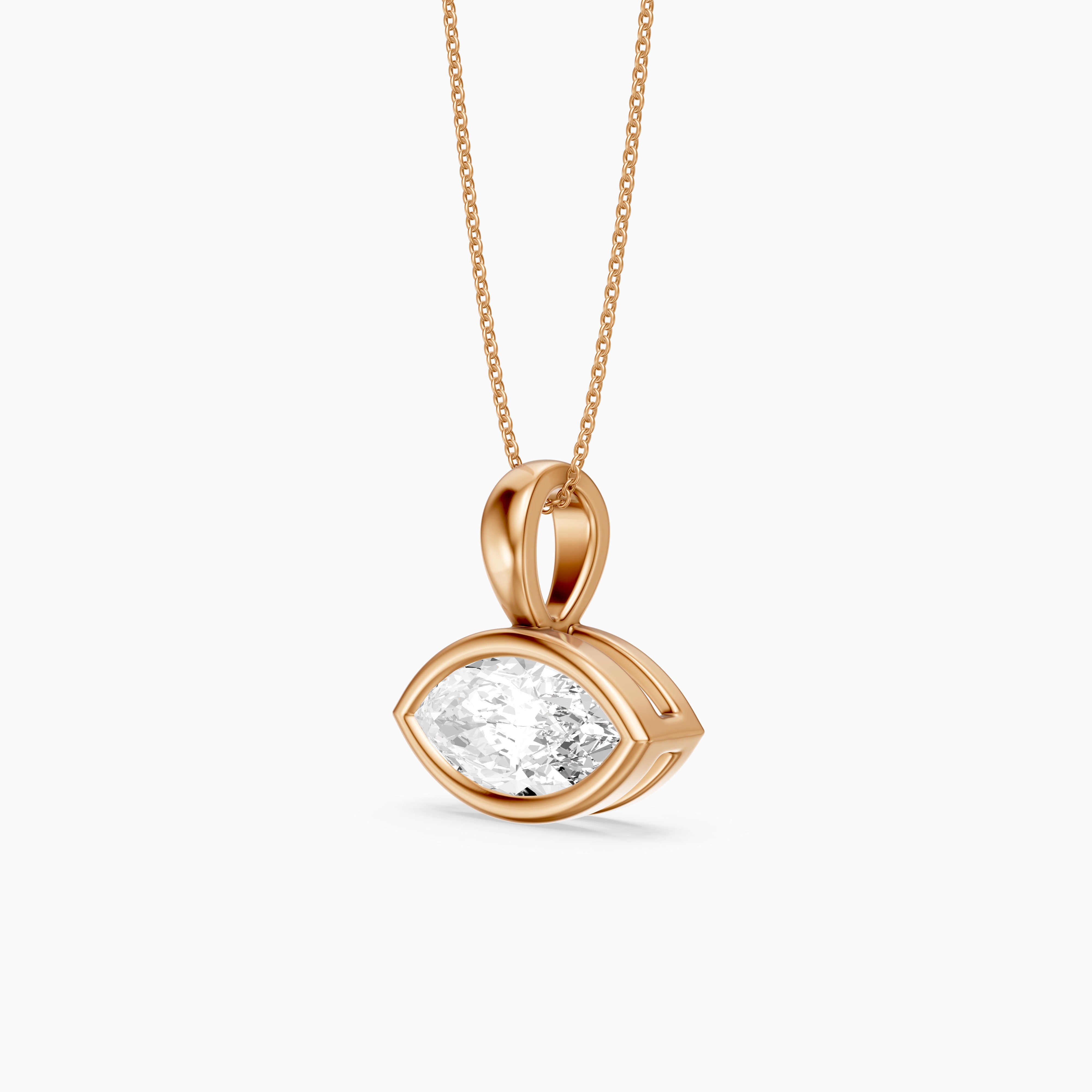 Malia East West Marquise Lab Grown Diamond Bezel Pendant