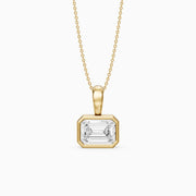 Rebecca Emerald Cut Lab Grown Diamond East West Bezel Pendant