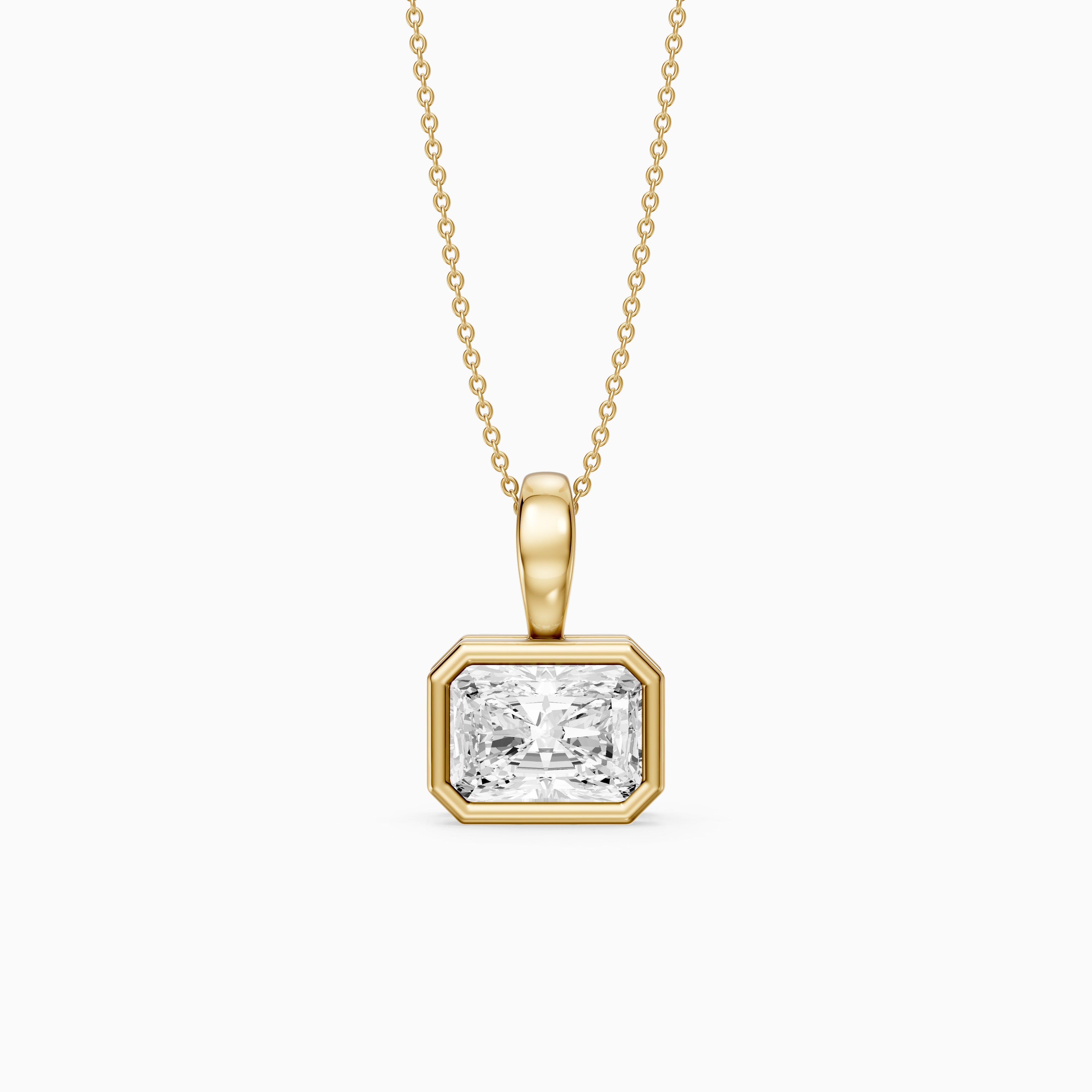 Maryam East West Radiant Cut Lab Grown Diamond Bezel Pendant
