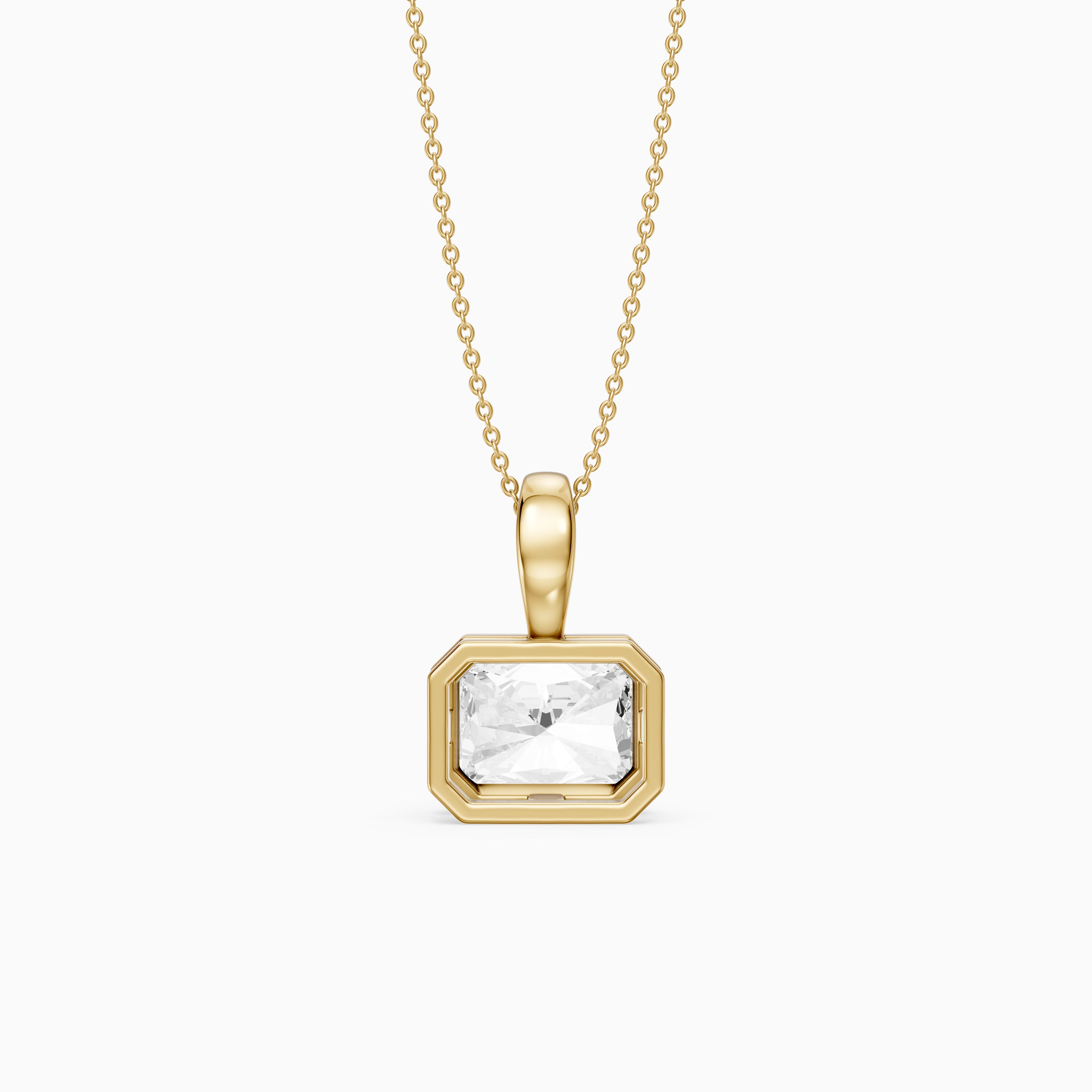 Maryam East West Radiant Cut Lab Grown Diamond Bezel Pendant