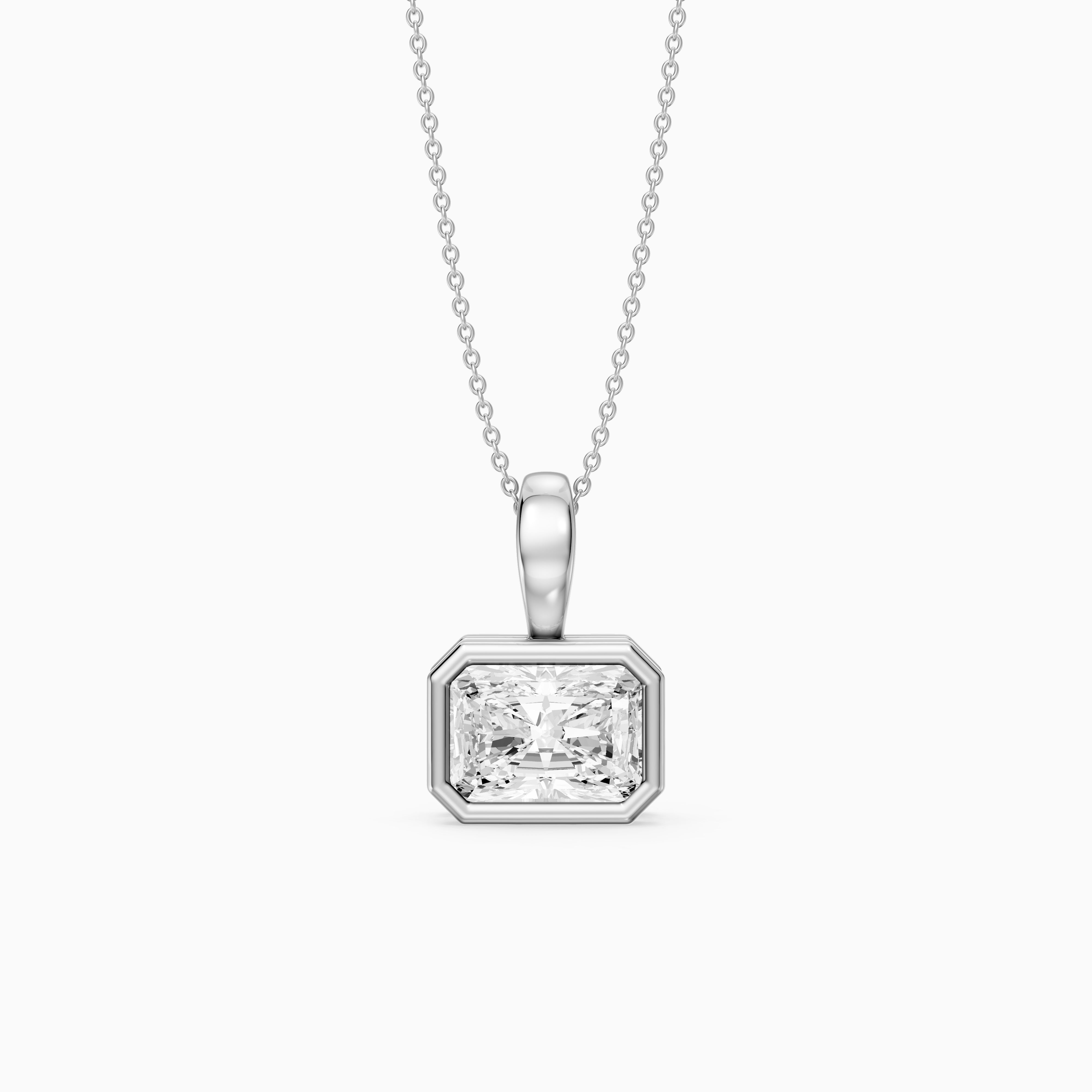 Maryam East West Radiant Cut Lab Grown Diamond Bezel Pendant