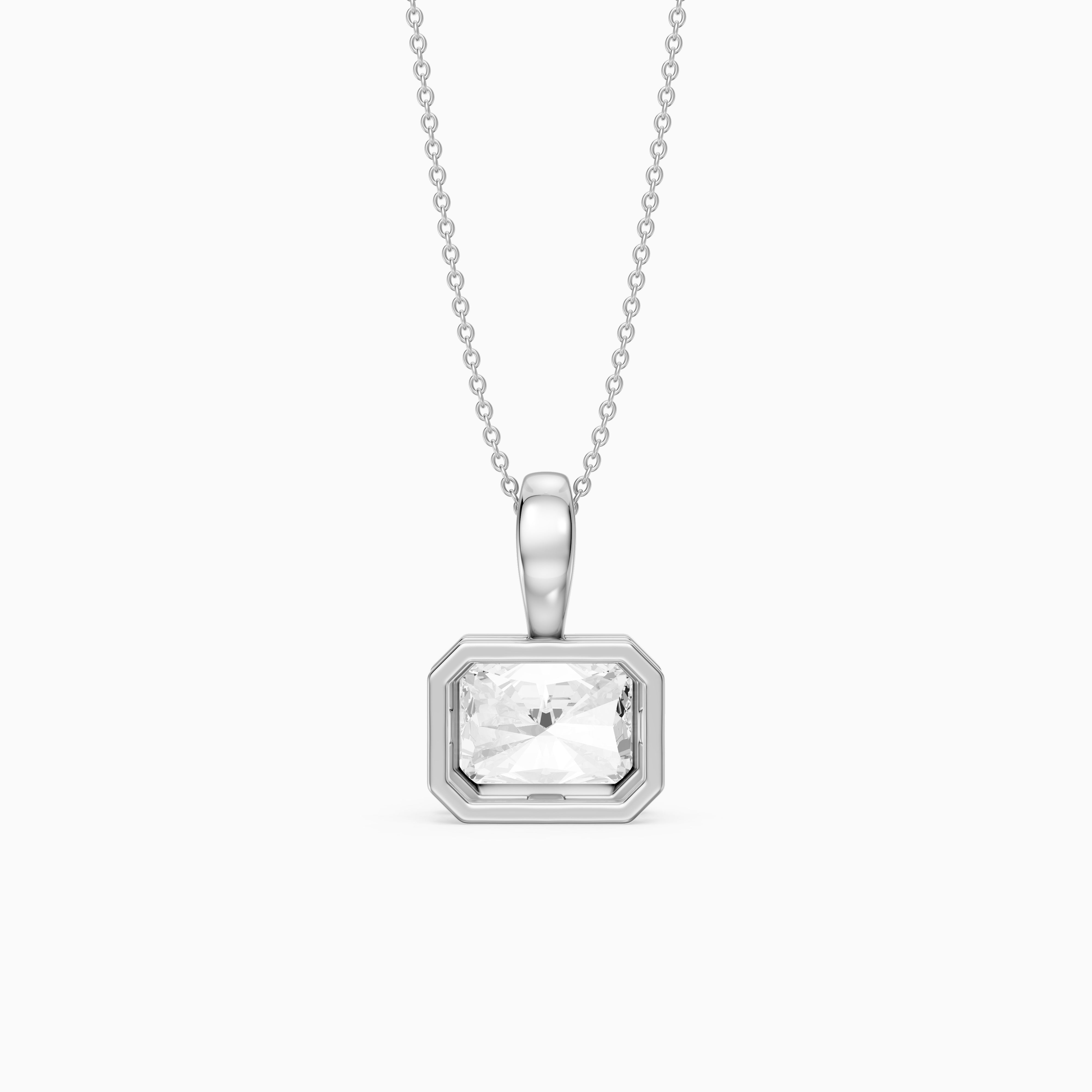 Maryam East West Radiant Cut Lab Grown Diamond Bezel Pendant