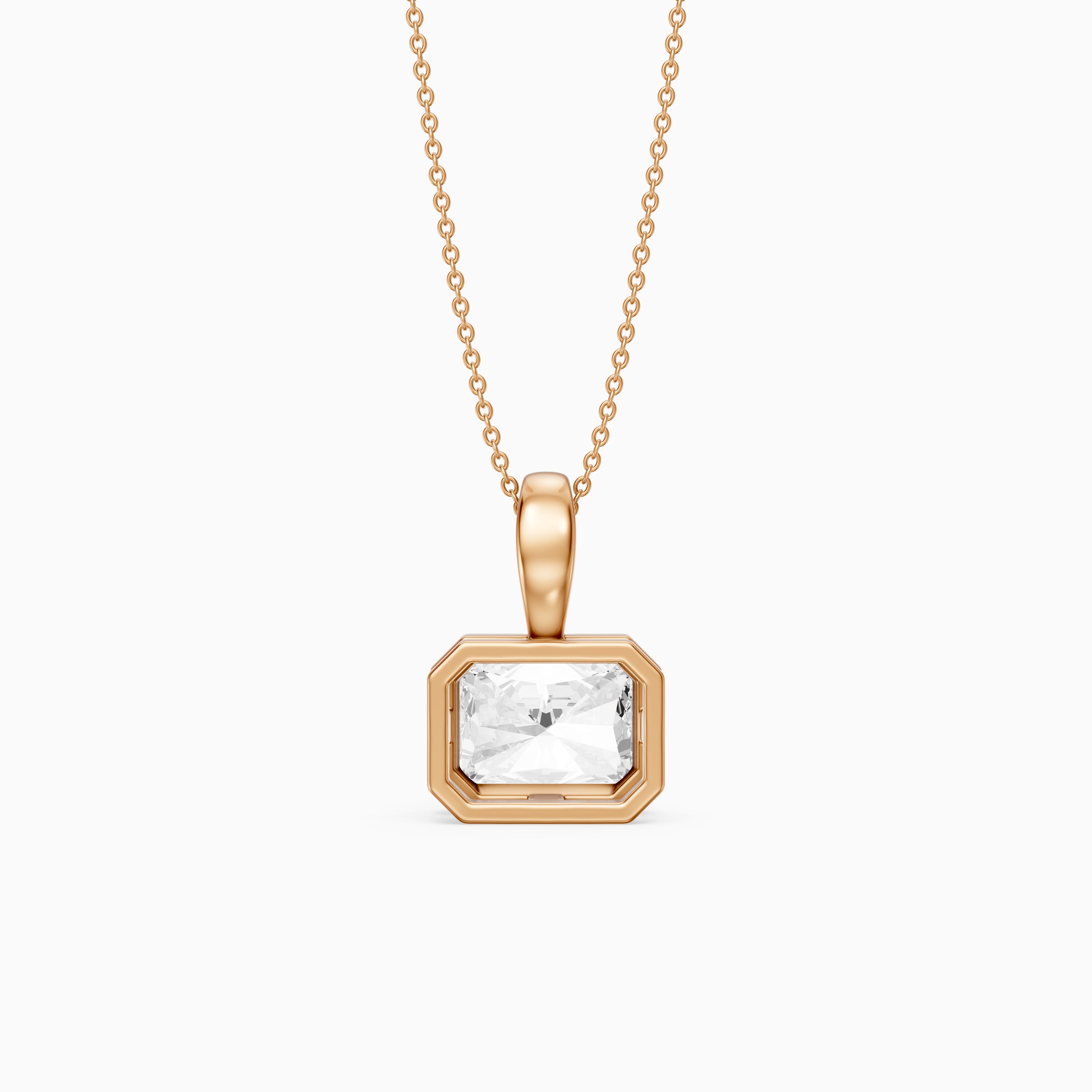Maryam East West Radiant Cut Lab Grown Diamond Bezel Pendant