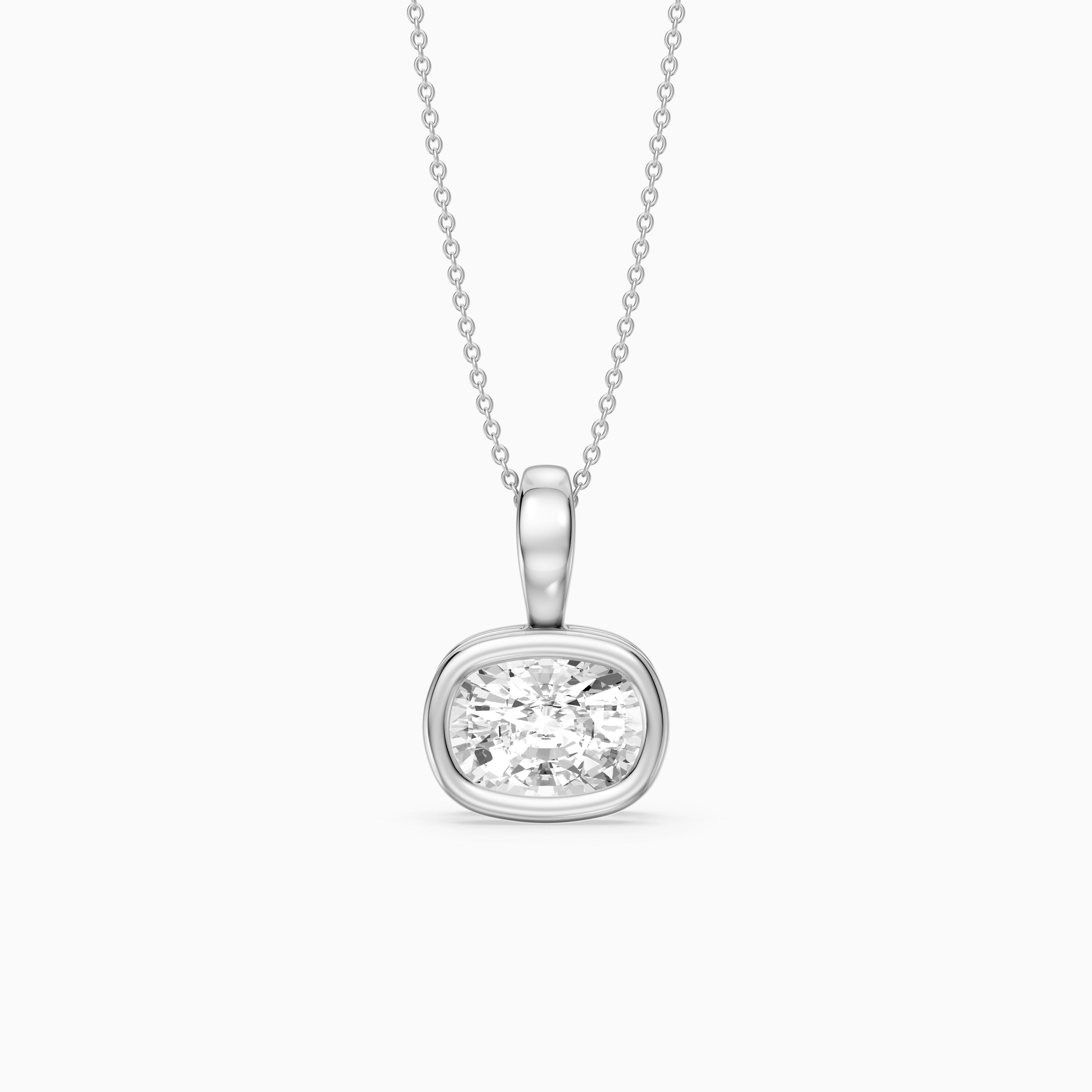 Hope Elongated Cushion Lab Grown Diamond Bezel Pendant