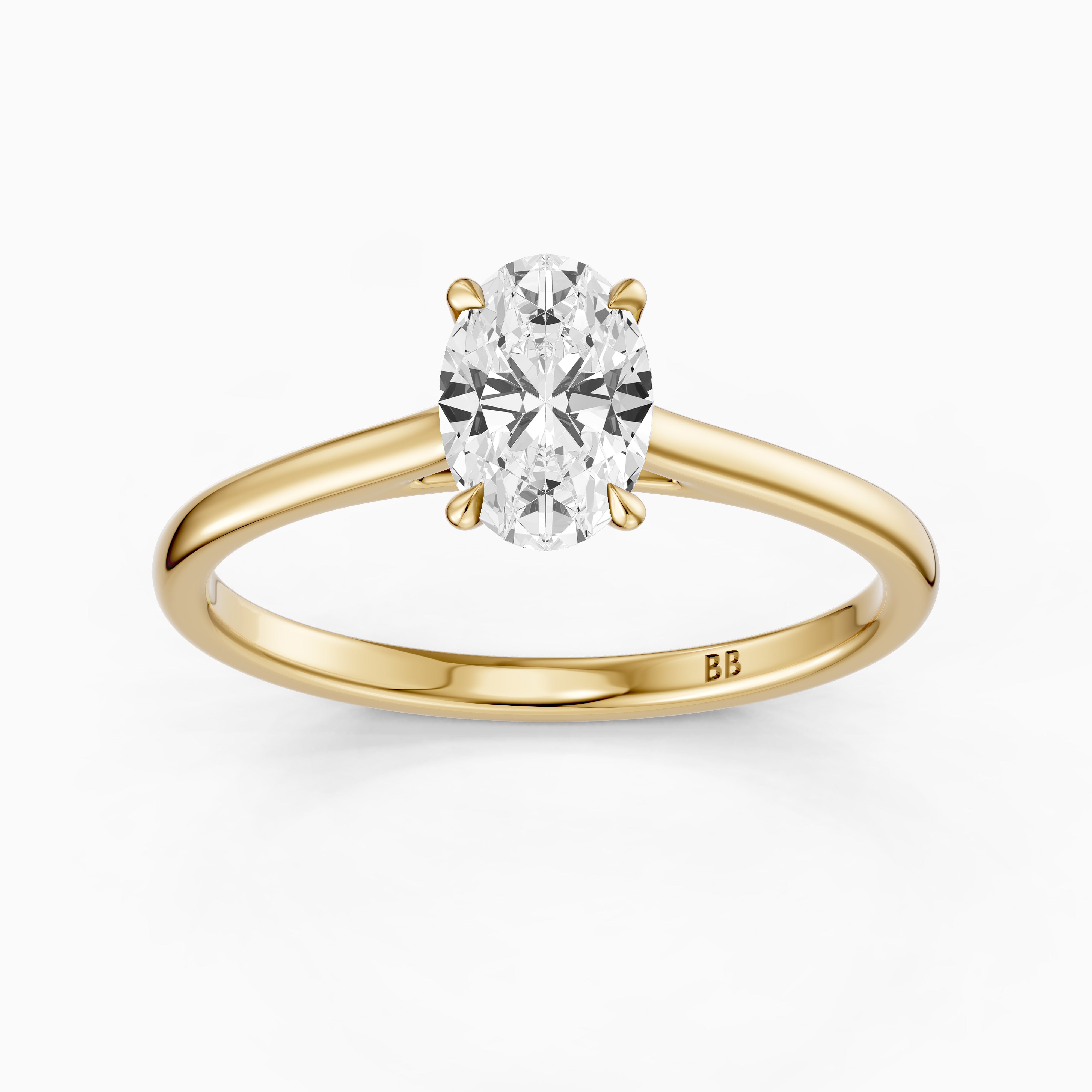 Raquel Oval Cut Solitaire Cathedral Style Moissanite Diamond Ring