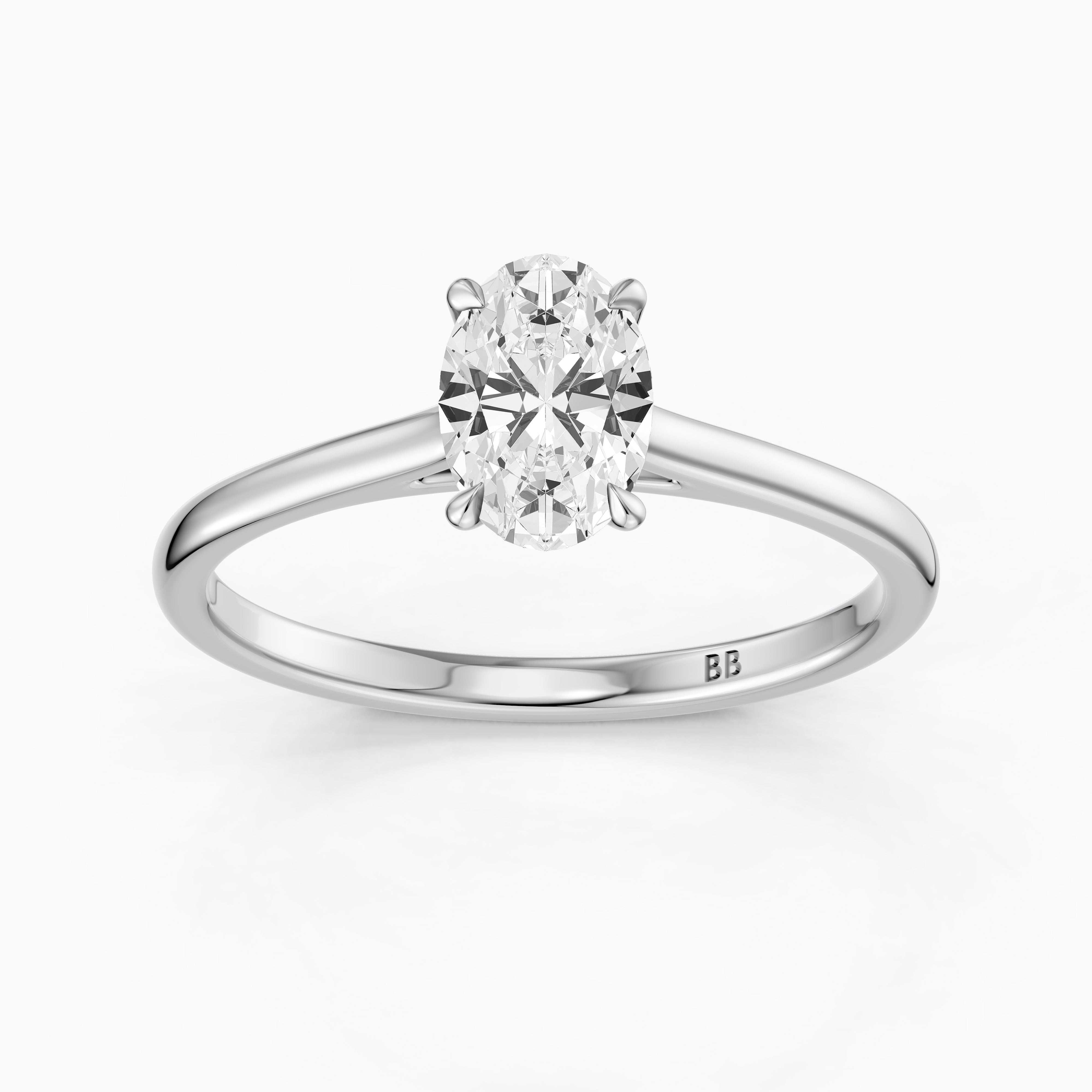 Raquel Oval Cut Solitaire Cathedral Style Moissanite Diamond Ring
