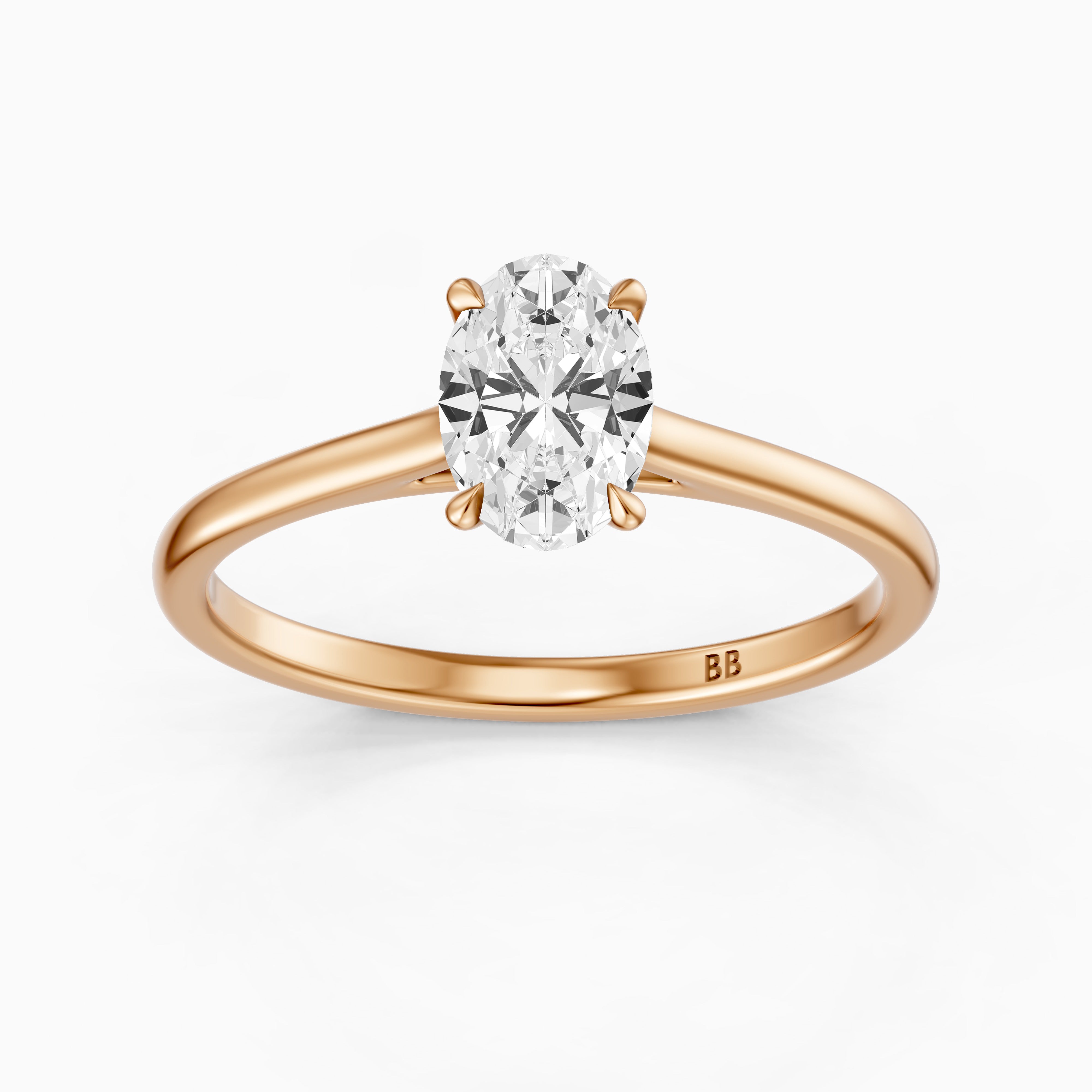 Raquel Oval Cut Solitaire Cathedral Style Moissanite Diamond Ring