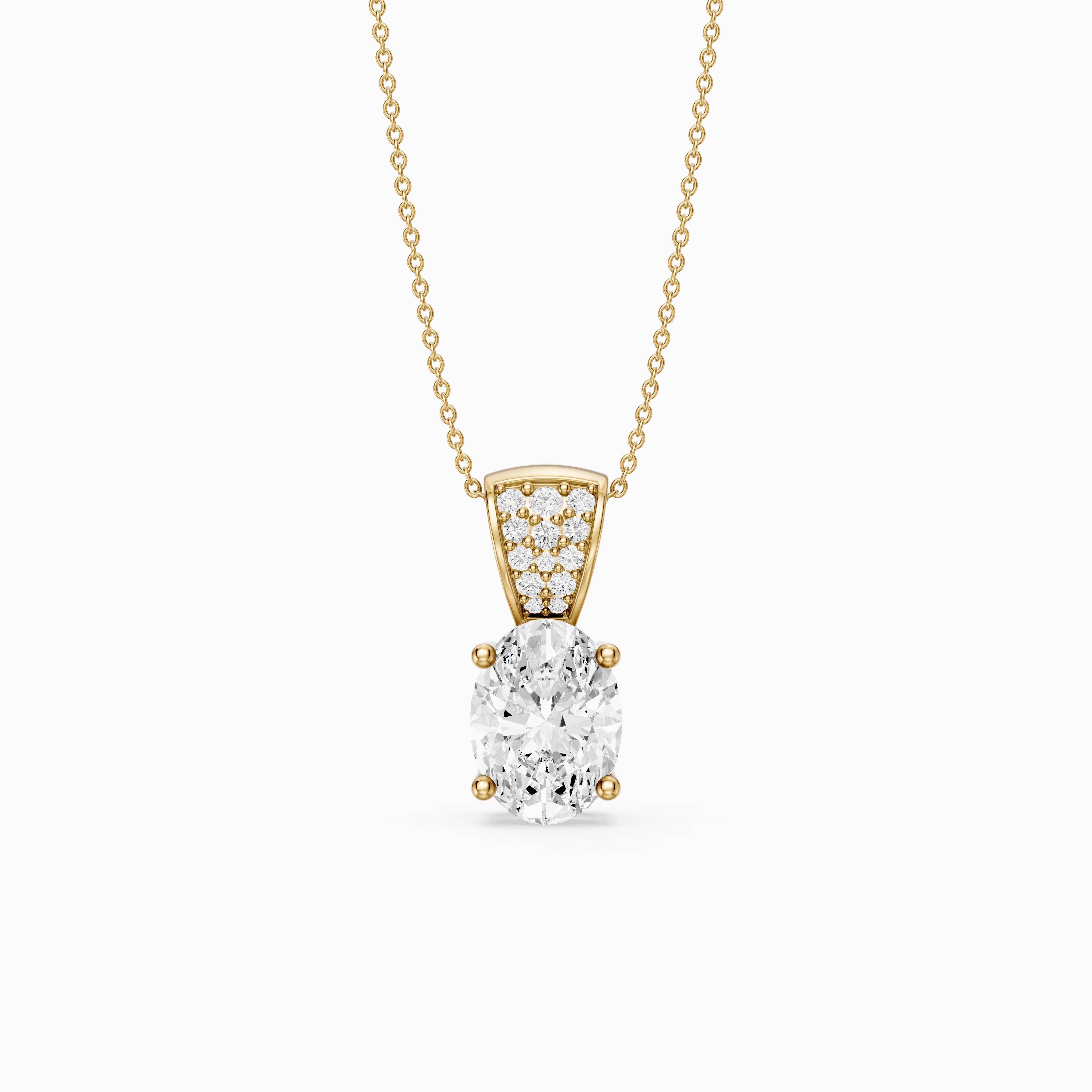 Sunny Oval Lab Grown Diamond Pendant with Pave Bail