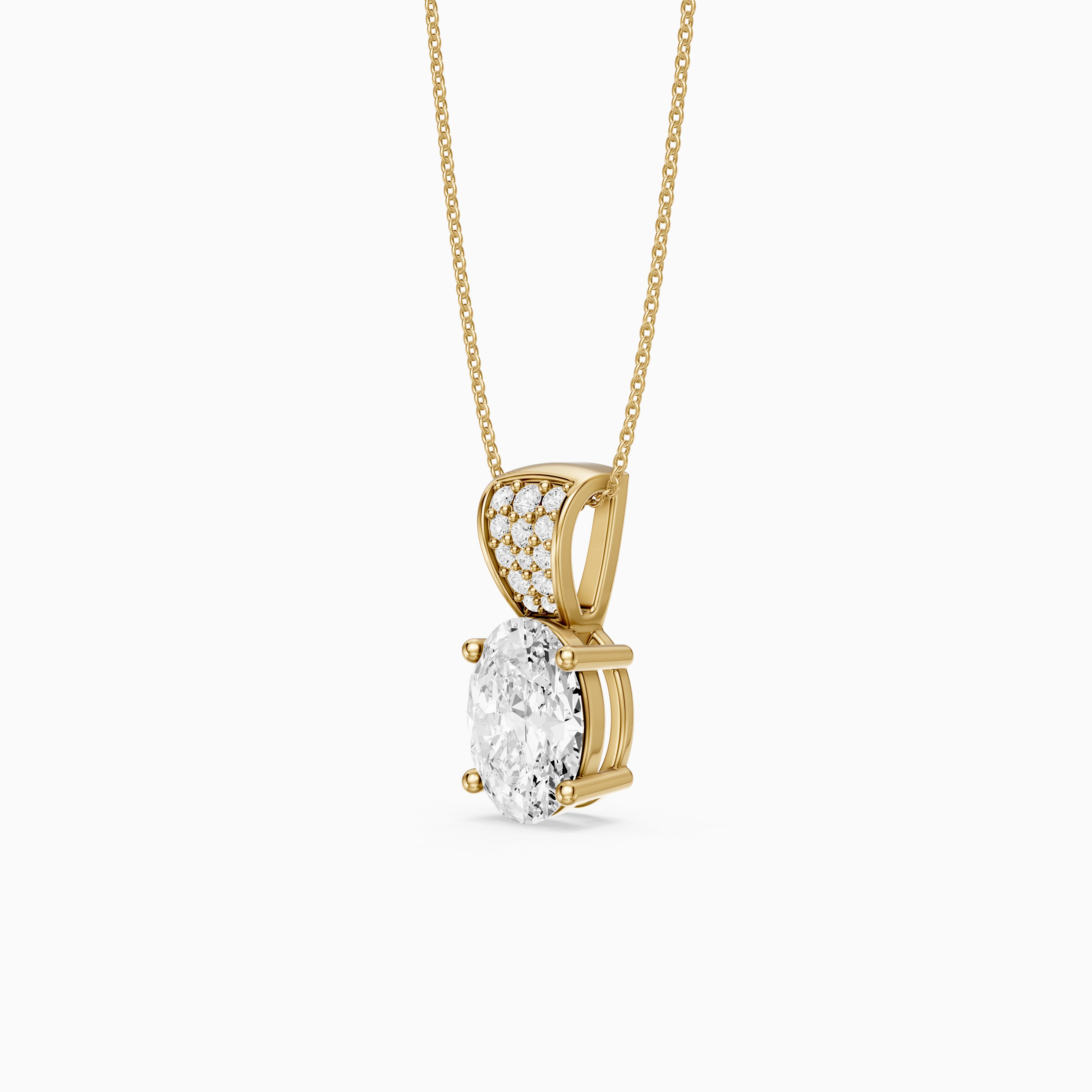 Sunny Oval Lab Grown Diamond Pendant with Pave Bail