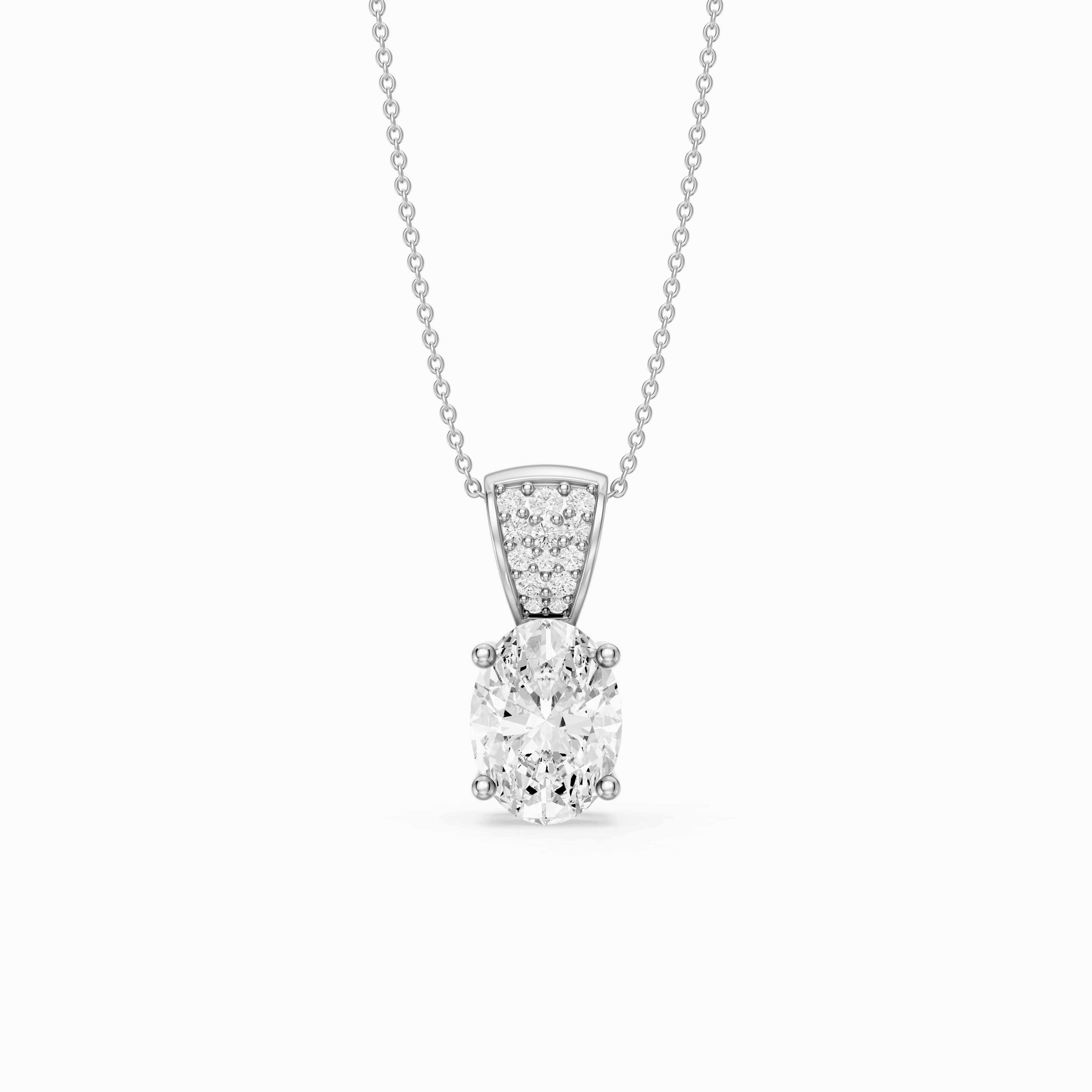 Sunny Oval Lab Grown Diamond Pendant with Pave Bail