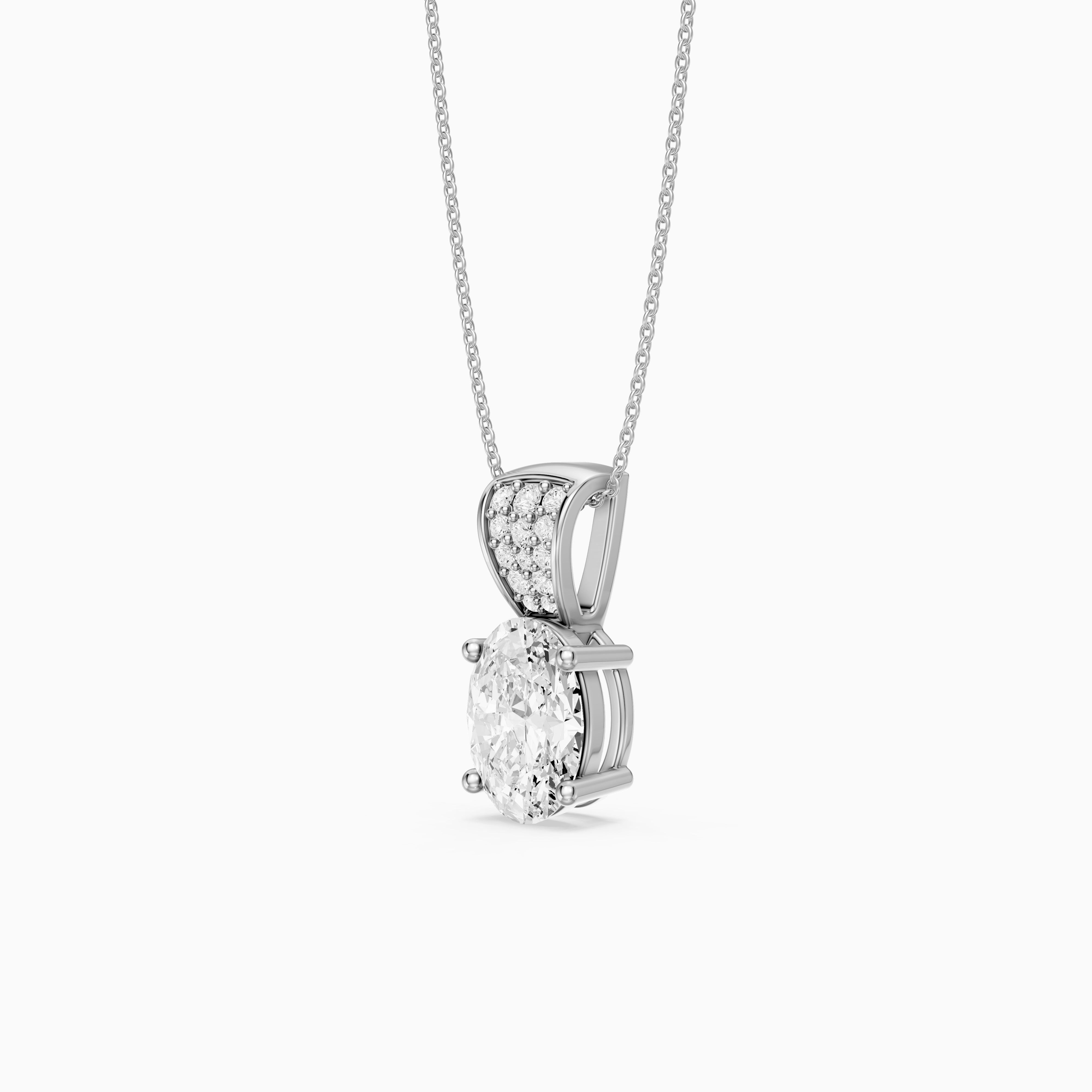 Sunny Oval Lab Grown Diamond Pendant with Pave Bail
