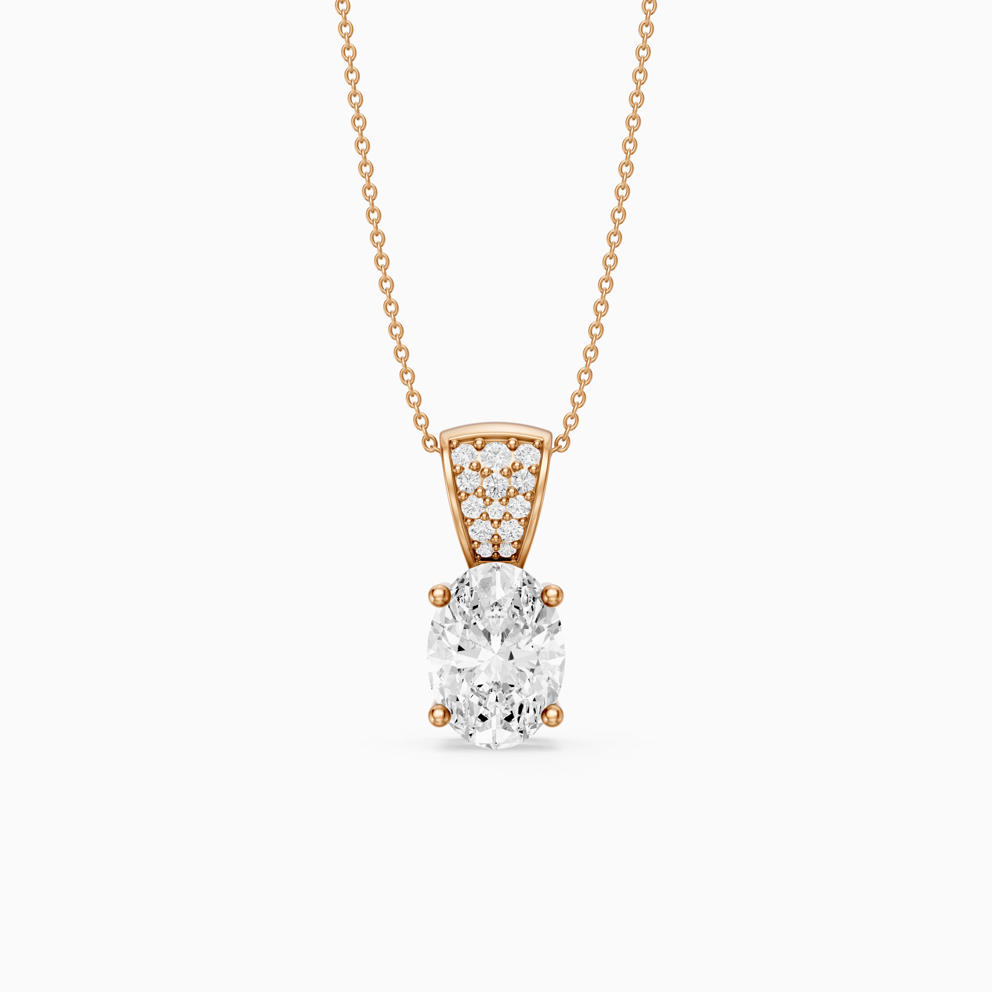 Sunny Oval Lab Grown Diamond Pendant with Pave Bail