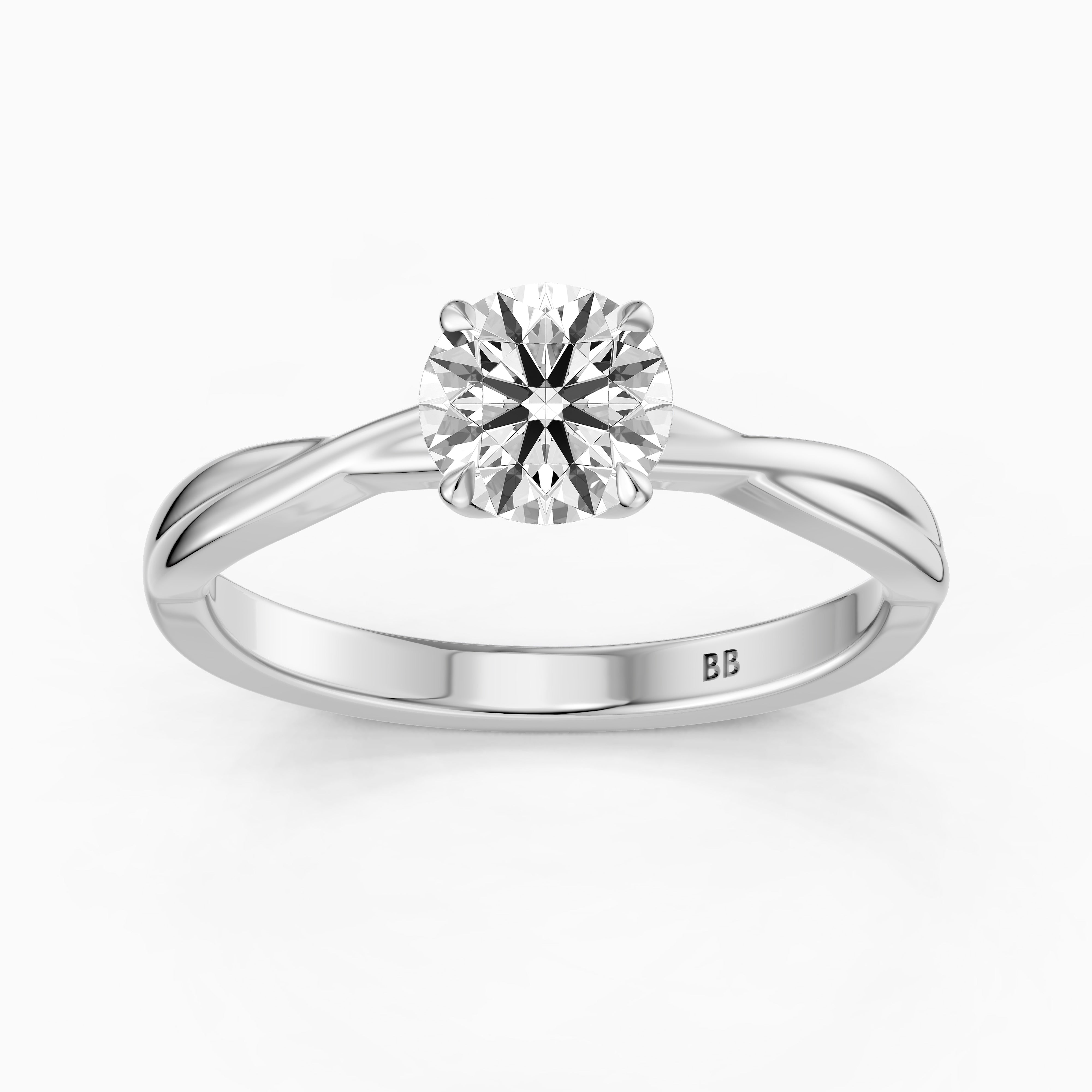 Selina Round Cut Solitaire Twisted Band Moissanite Diamond Ring