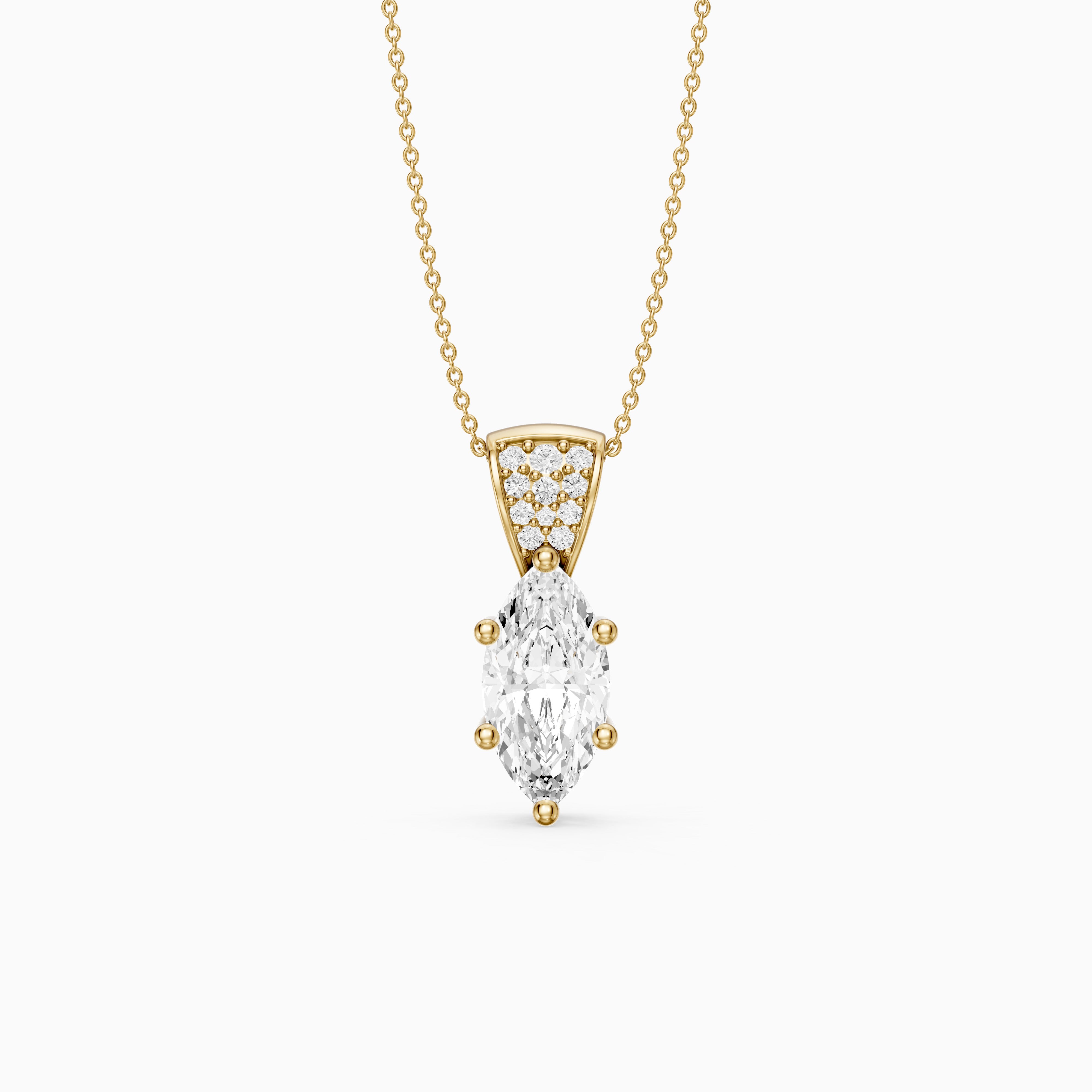 Elora Marquise Lab Grown Diamond Pave Bail Pendant