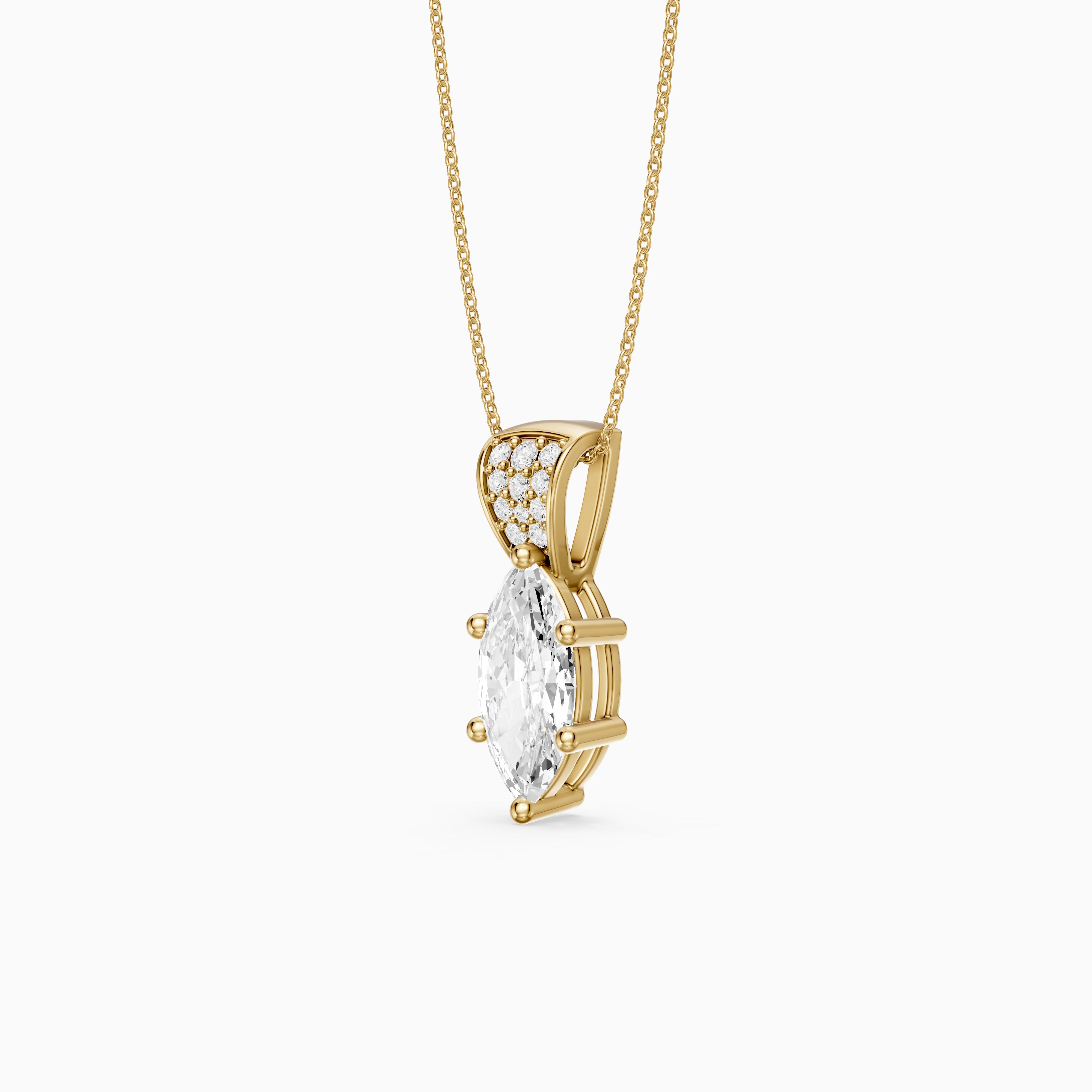 Elora Marquise Lab Grown Diamond Pave Bail Pendant