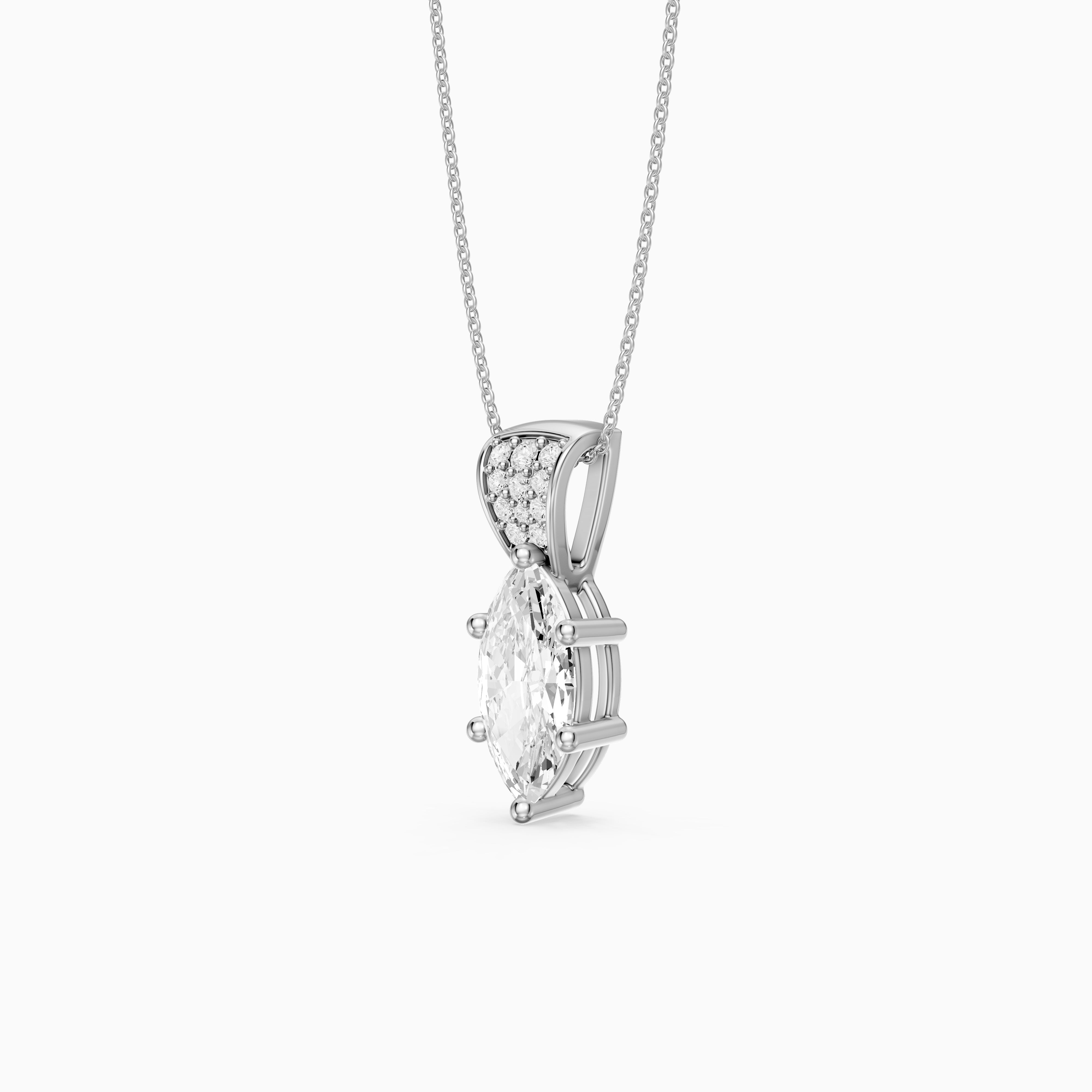 Elora Marquise Lab Grown Diamond Pave Bail Pendant
