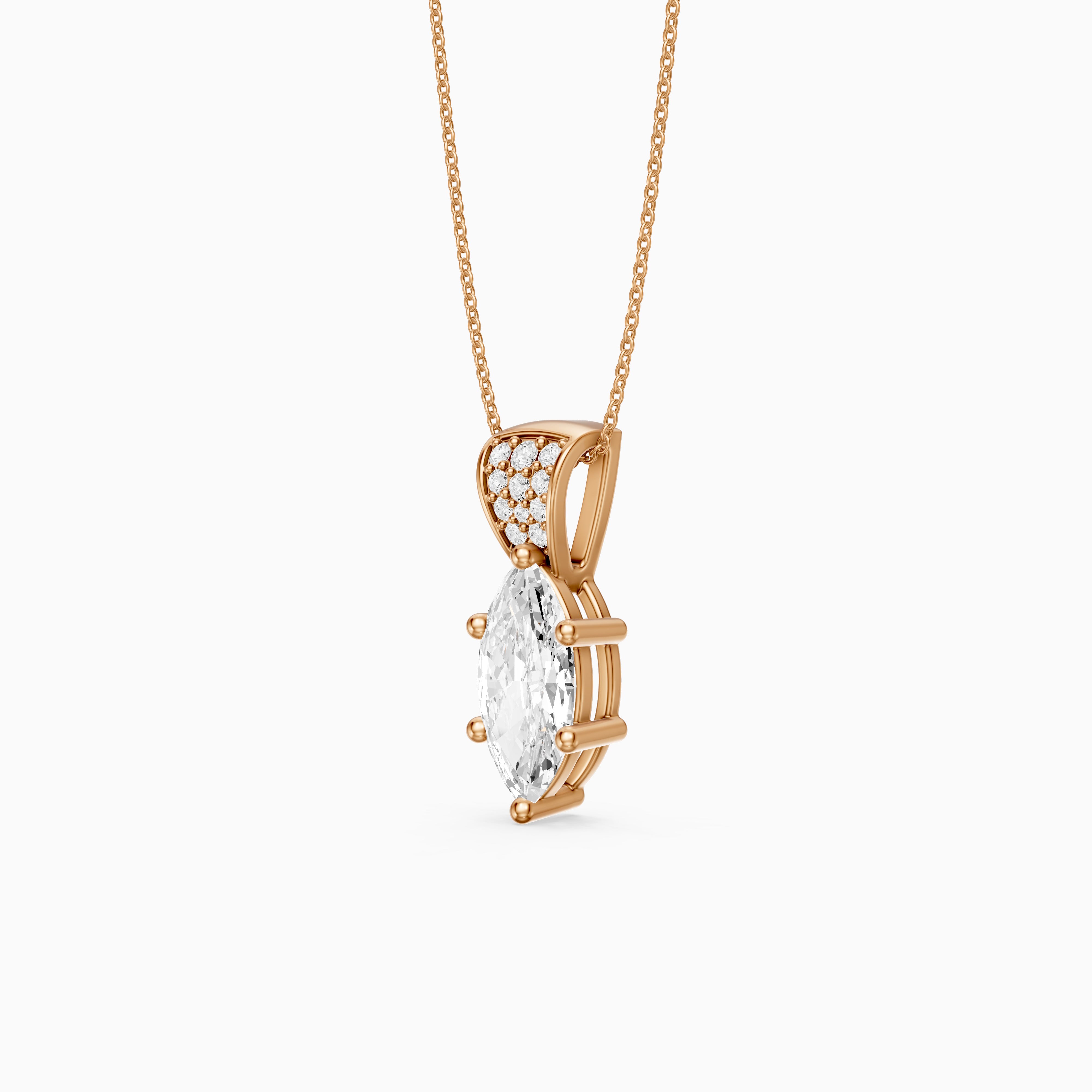 Elora Marquise Lab Grown Diamond Pave Bail Pendant
