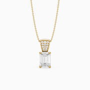 Adelyn Emerald Cut Lab Grown Diamond Pendant with Pave Bail