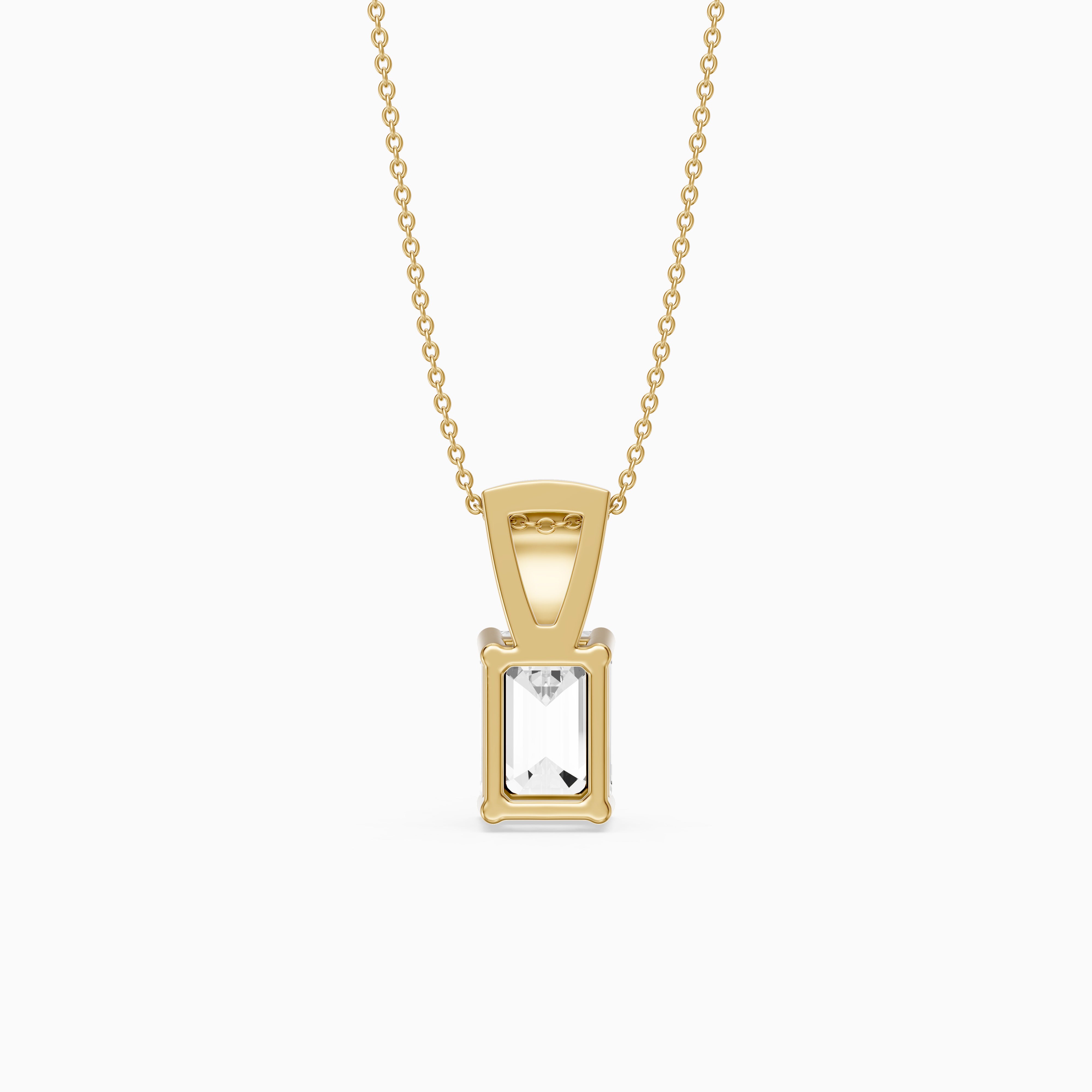 Adelyn Emerald Cut Lab Grown Diamond Pendant with Pave Bail