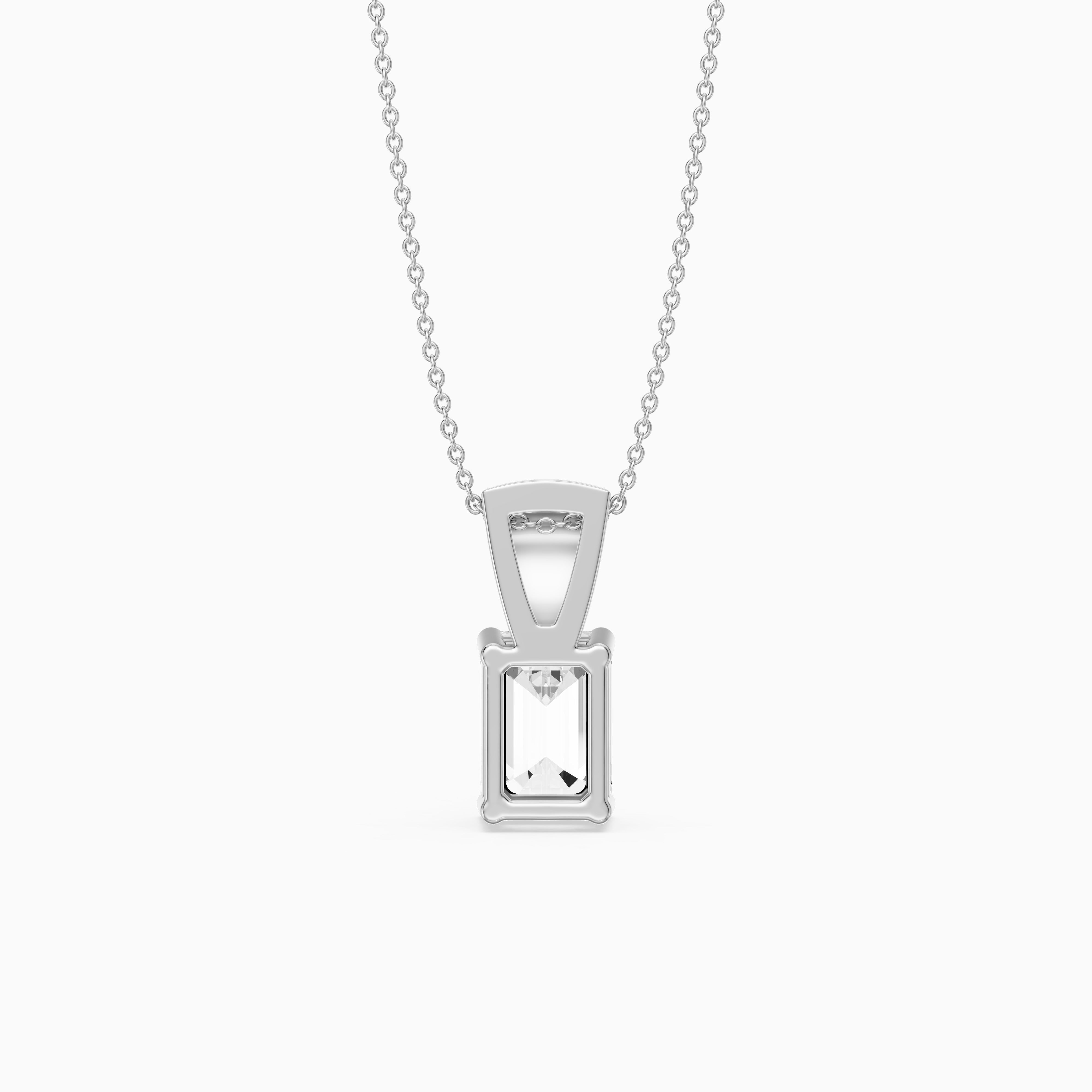 Adelyn Emerald Cut Lab Grown Diamond Pendant with Pave Bail