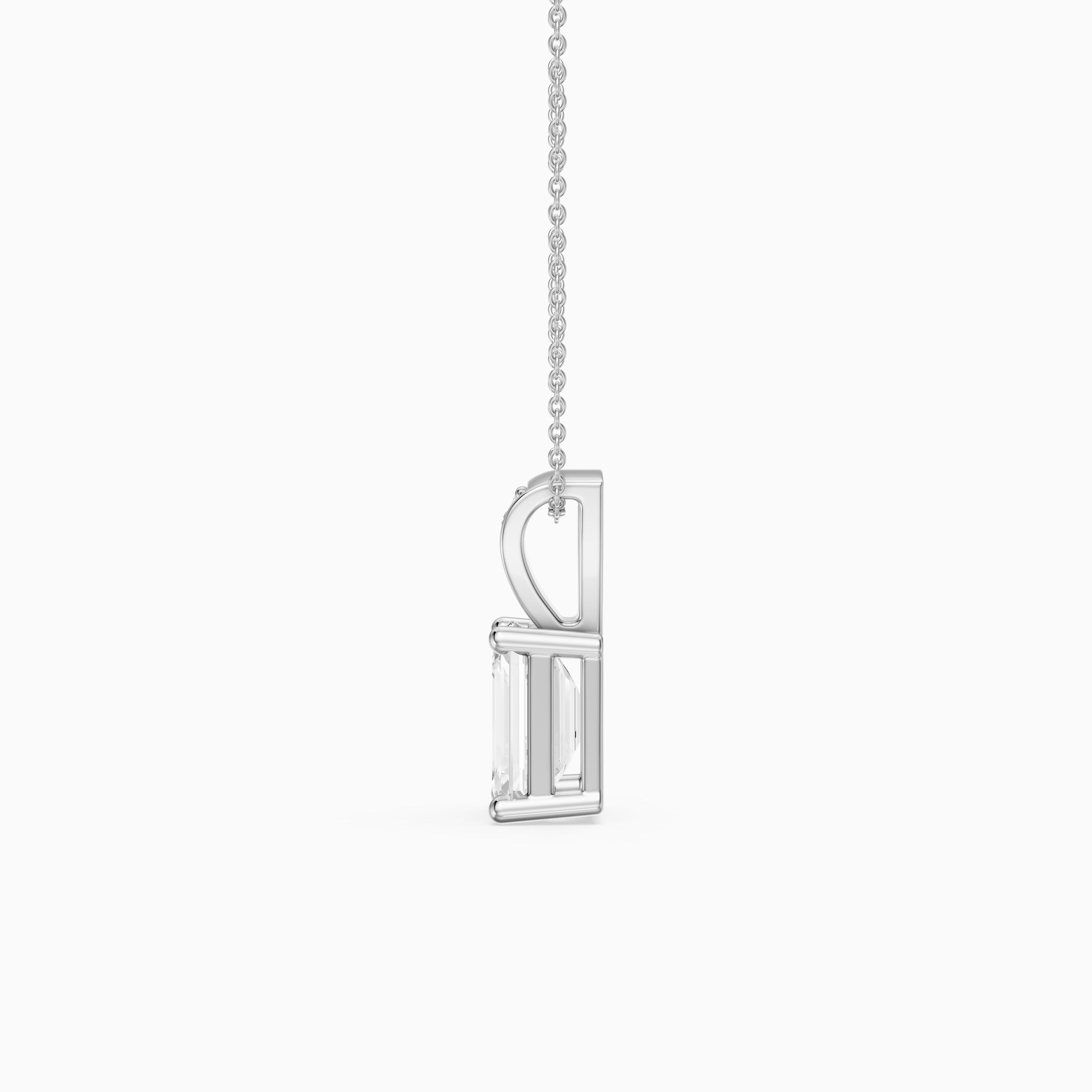 Adelyn Emerald Cut Lab Grown Diamond Pendant with Pave Bail