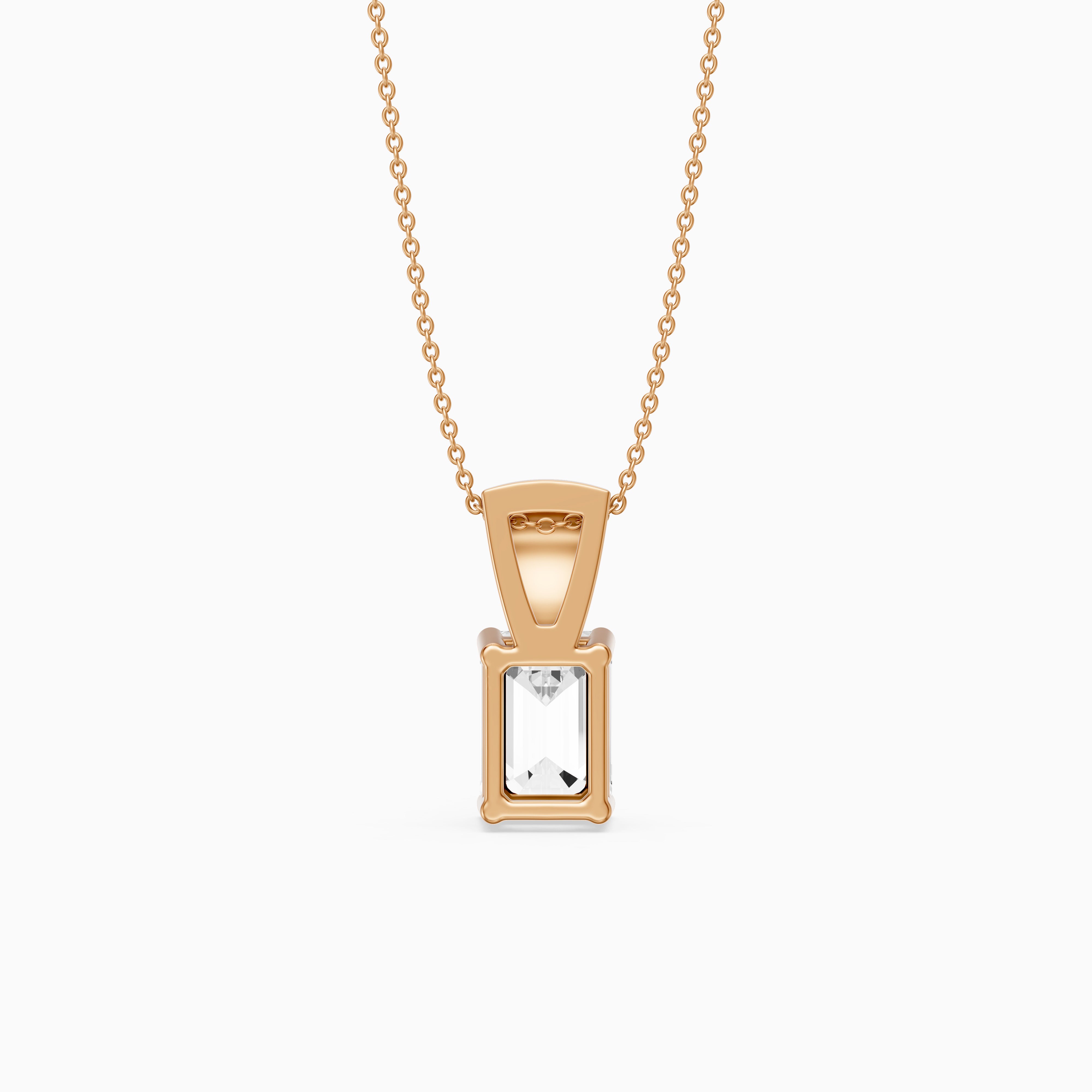 Adelyn Emerald Cut Lab Grown Diamond Pendant with Pave Bail