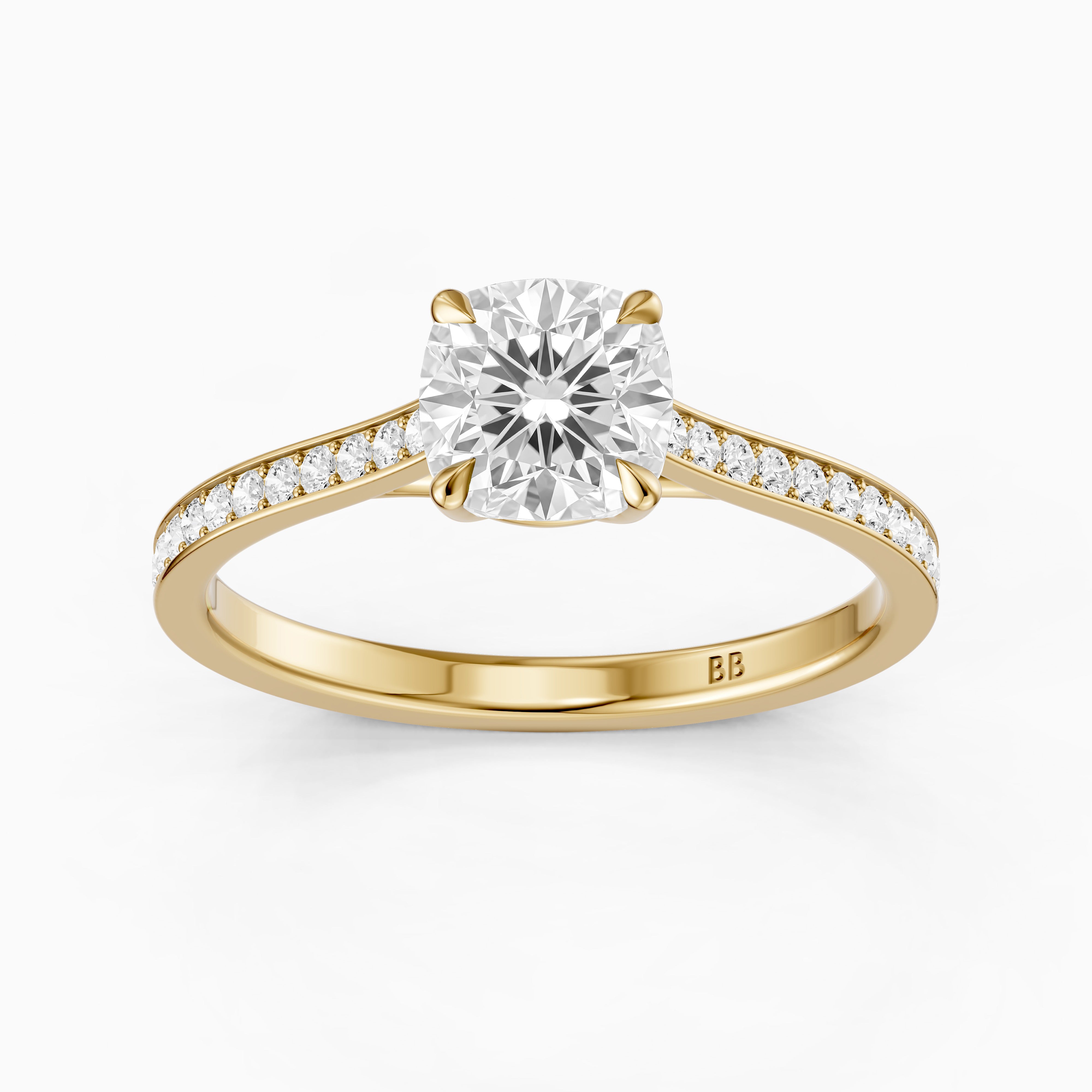 Kately Cushion Cut Side Stone Channel Set Lab Grown Diamond Ring