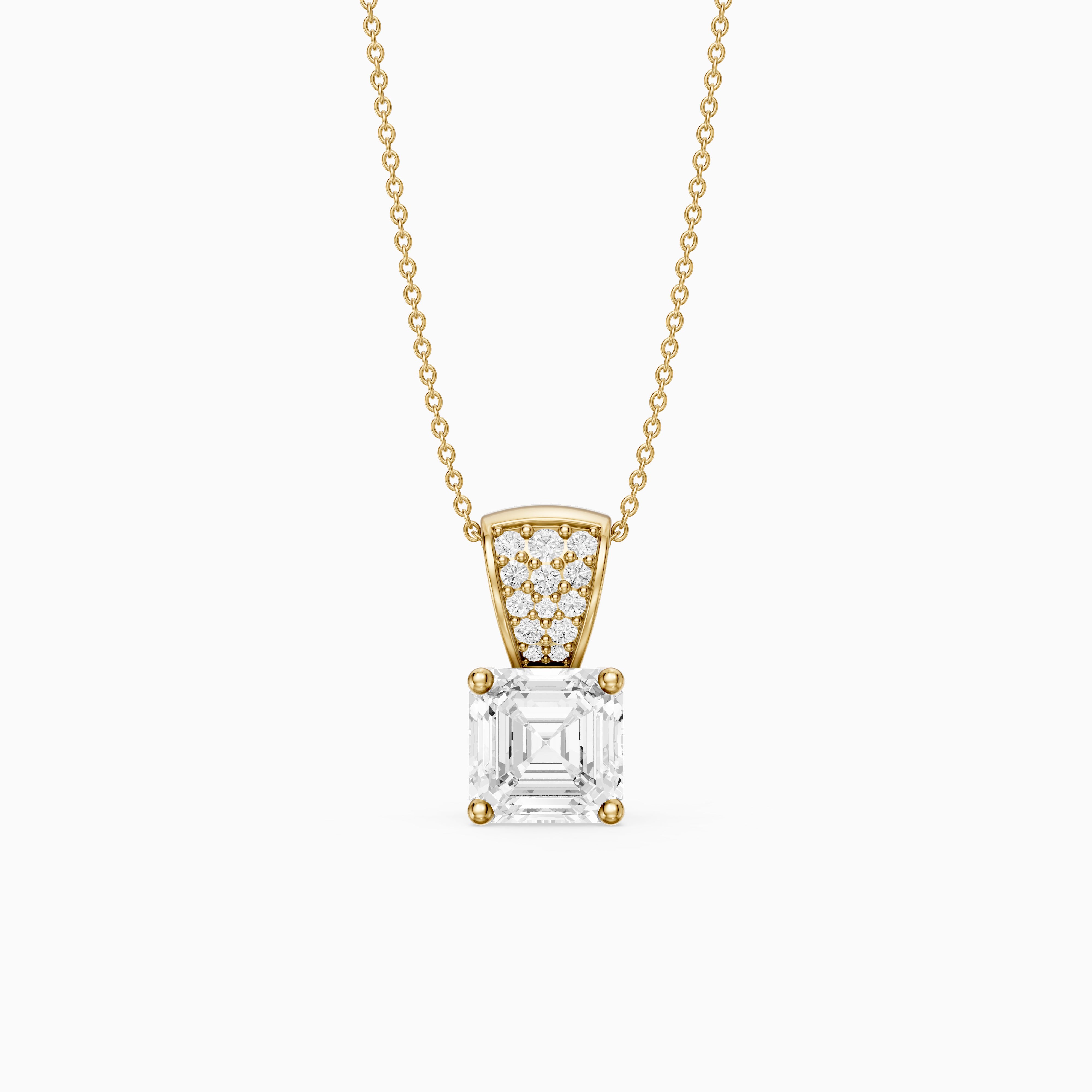 Ariel Asscher Cut Lab Grown Diamond Pave Bail Pendant