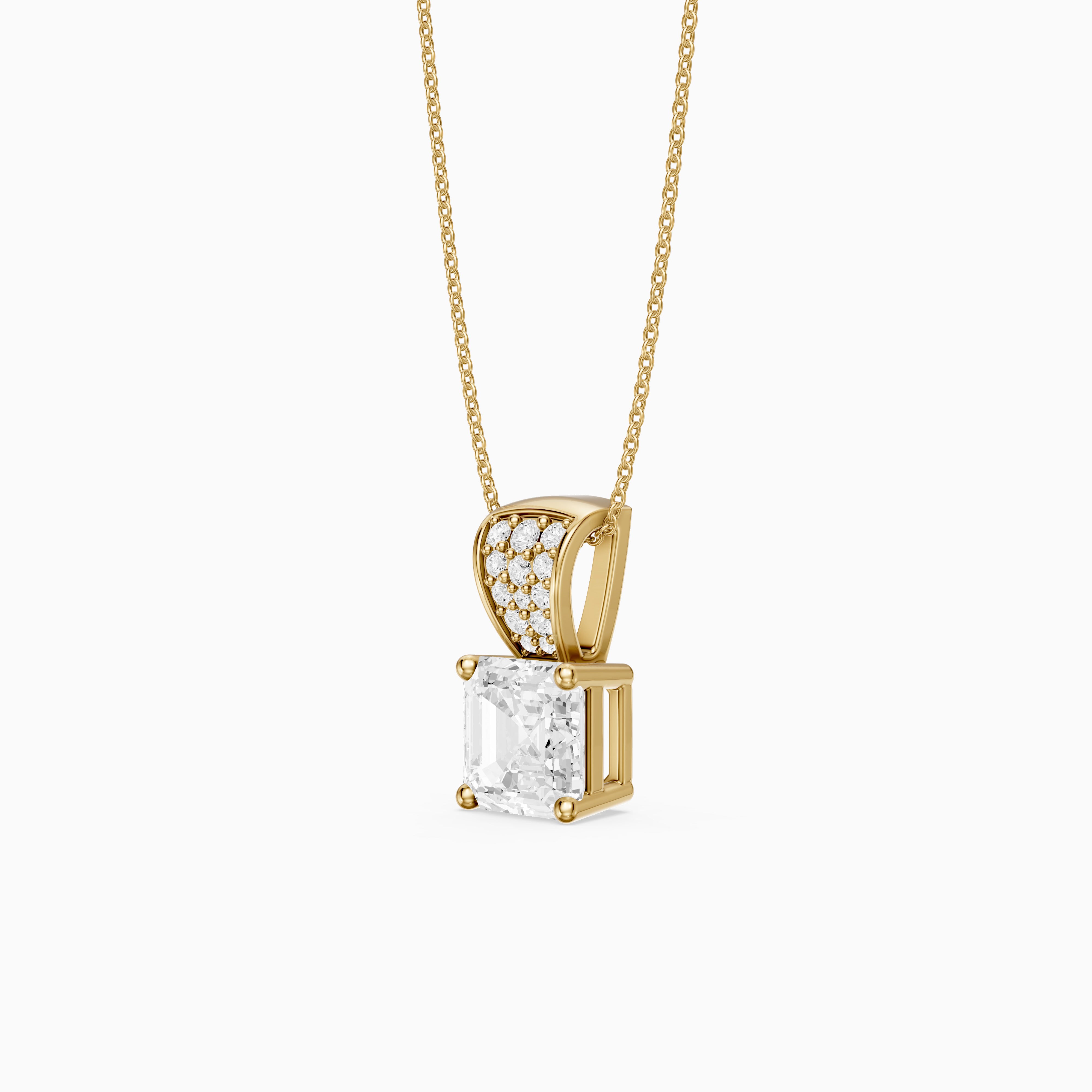 Ariel Asscher Cut Lab Grown Diamond Pave Bail Pendant