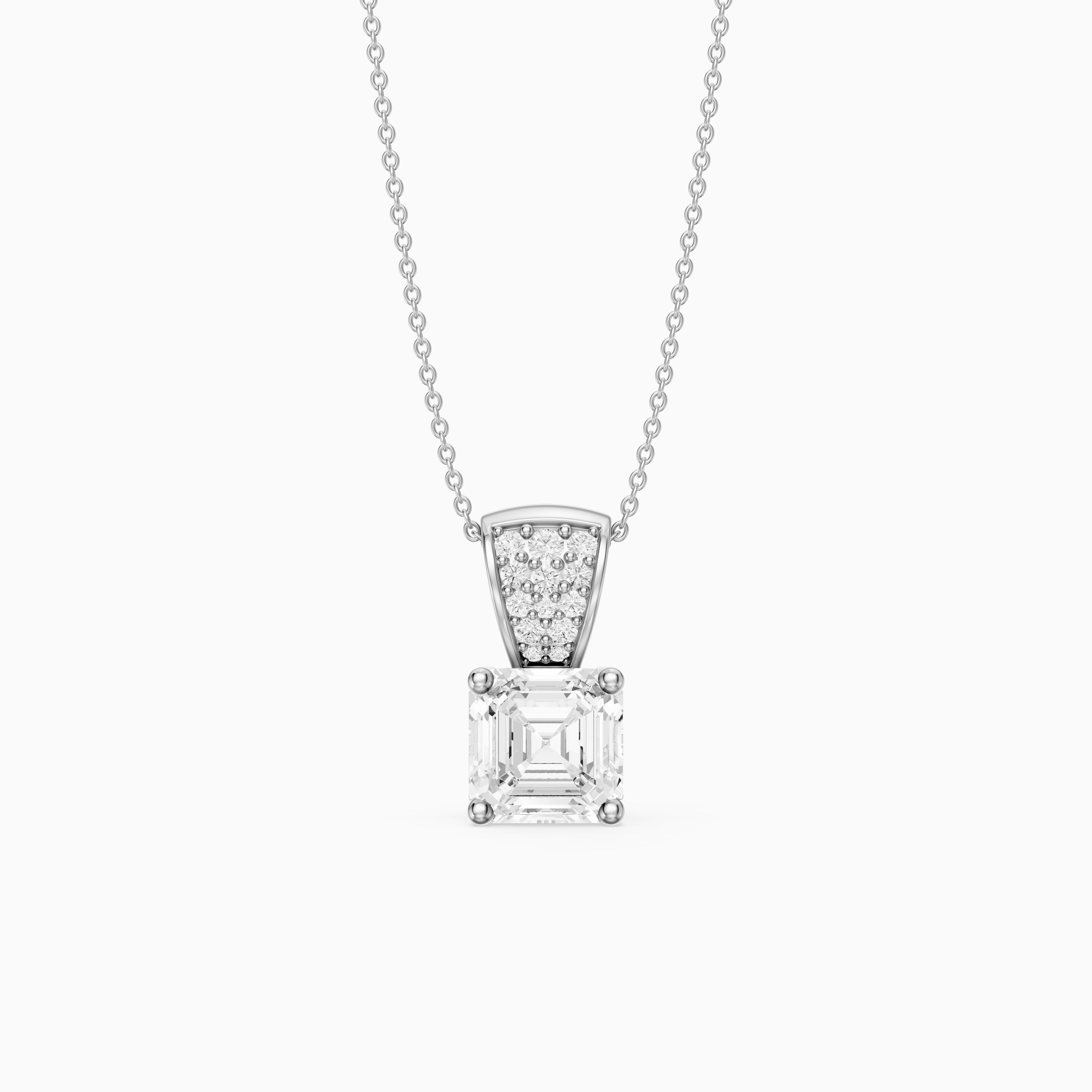 Ariel Asscher Cut Lab Grown Diamond Pave Bail Pendant