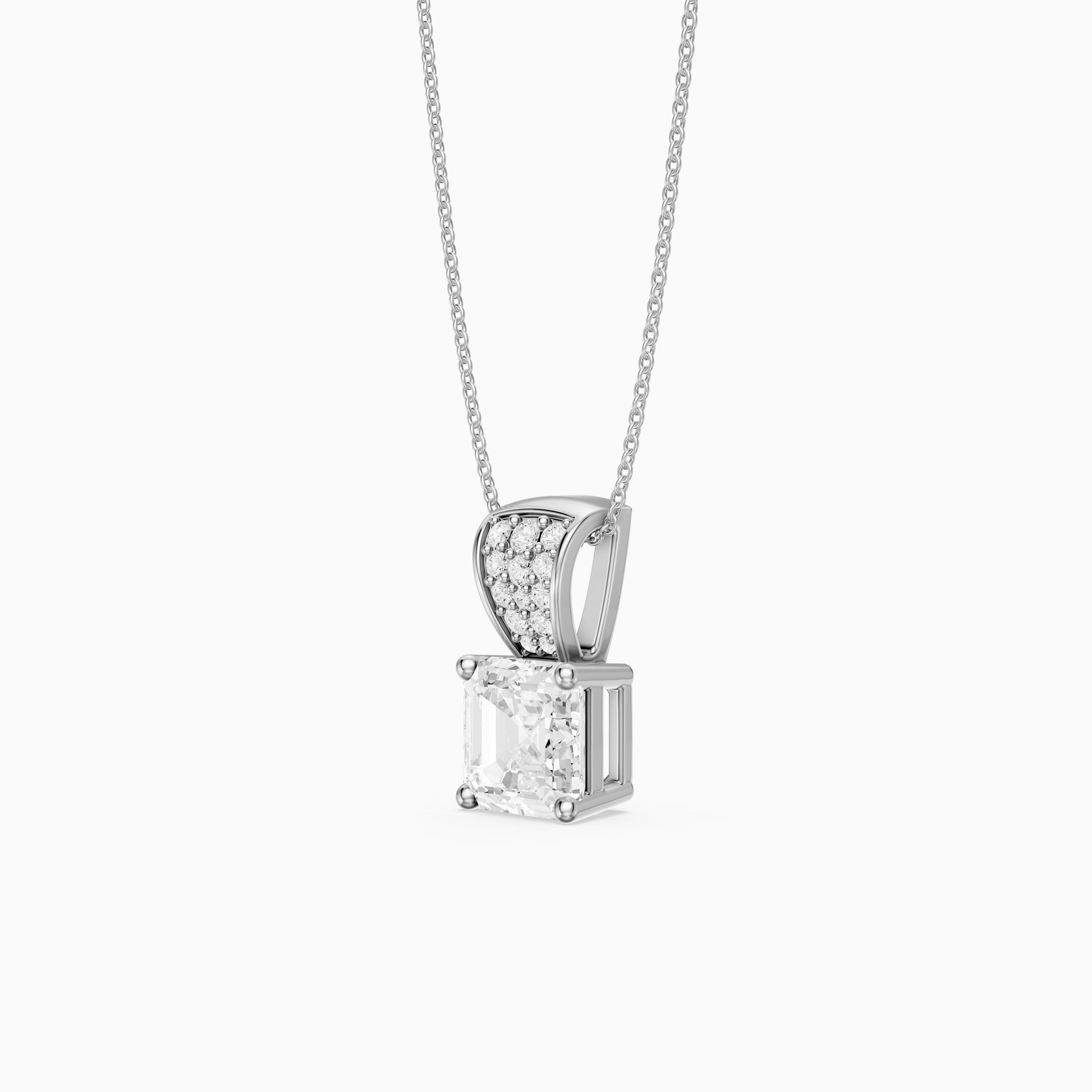 Ariel Asscher Cut Lab Grown Diamond Pave Bail Pendant