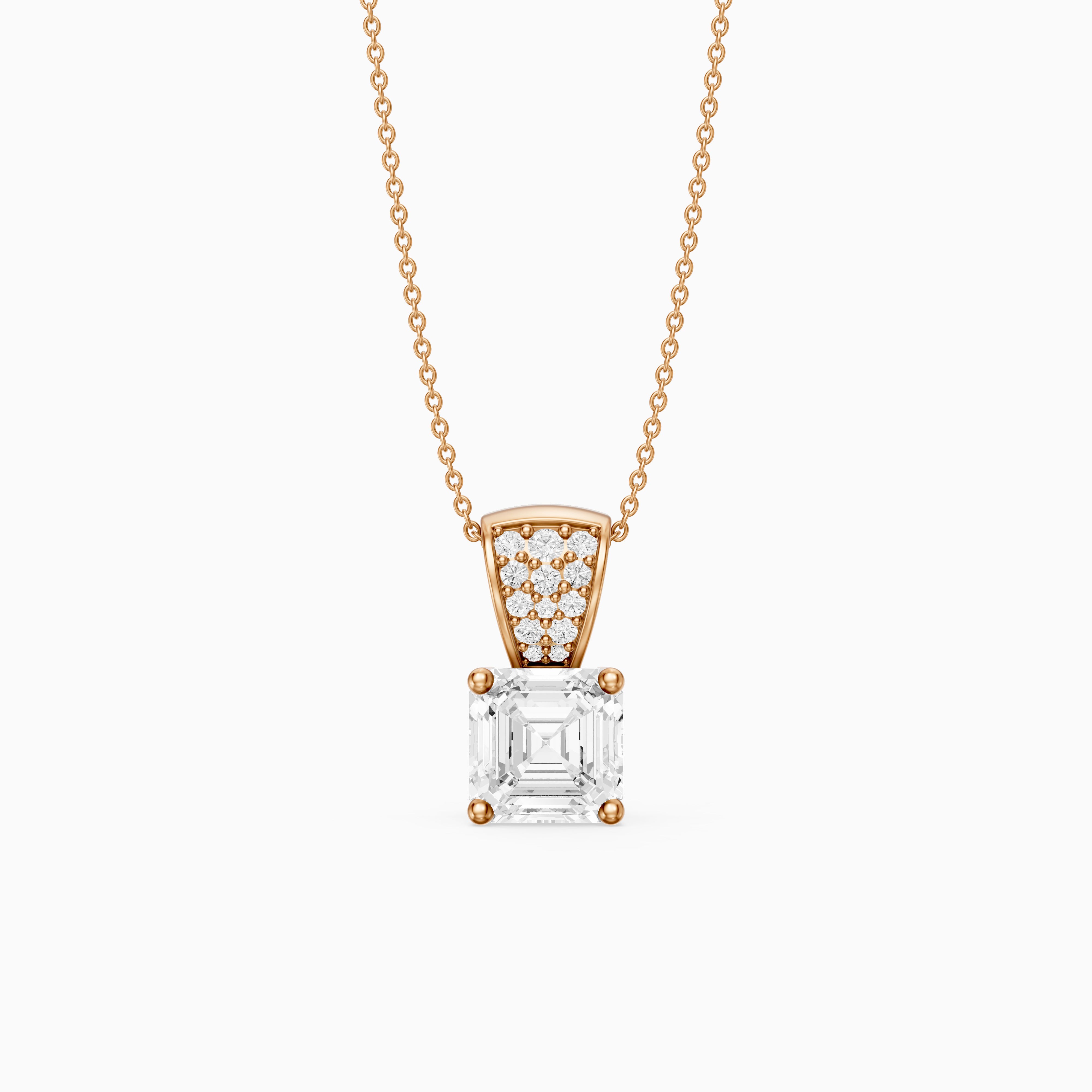 Ariel Asscher Cut Lab Grown Diamond Pave Bail Pendant