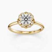 Maddyn Vintage Inspired Round Cut Halo Moissanite Diamond Ring