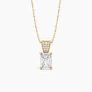 Kamila Radiant Cut Lab Grown Diamond Pendant with Pave Bail