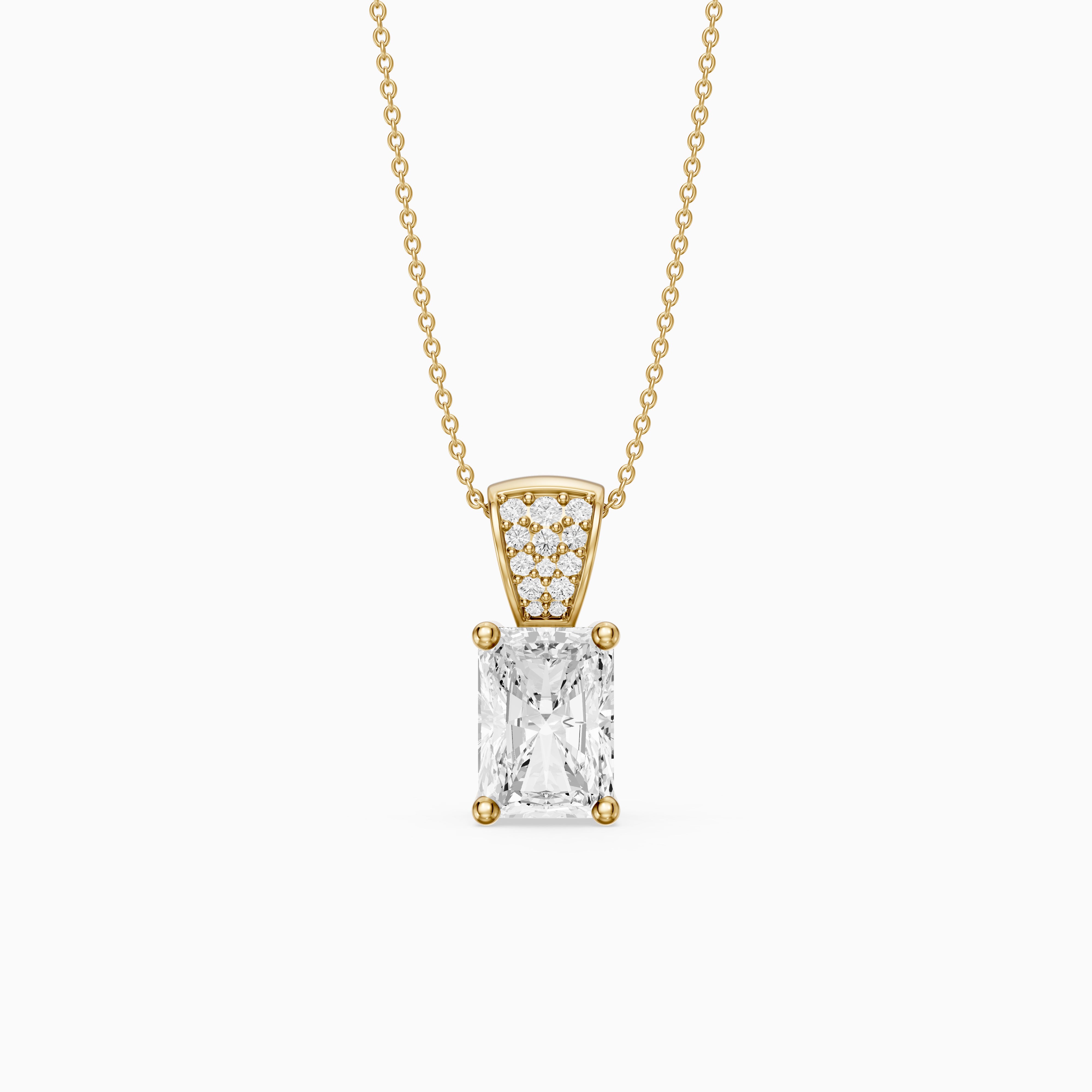 Kamila Radiant Cut Lab Grown Diamond Pendant with Pave Bail